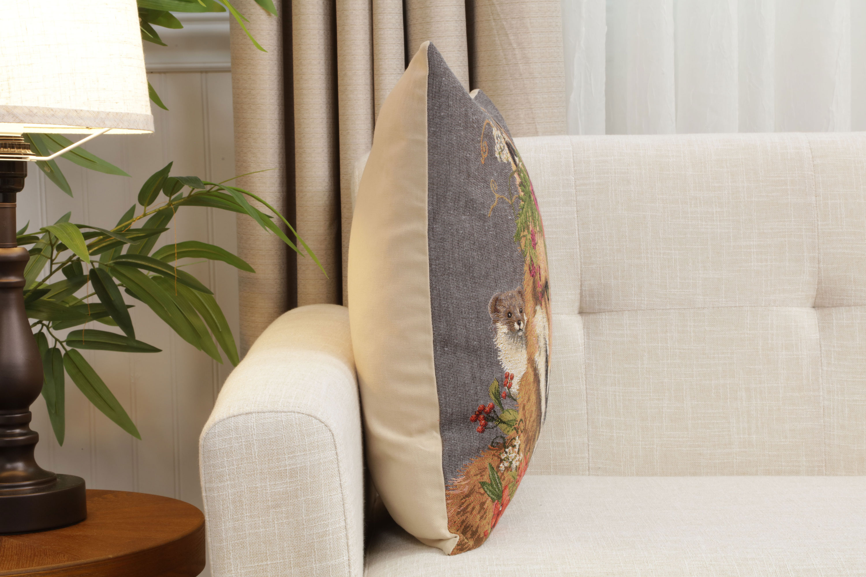 Forest Fox Grey European Tapestry Pillow Cover 18x18 Inch Cotton Cushion Cover
