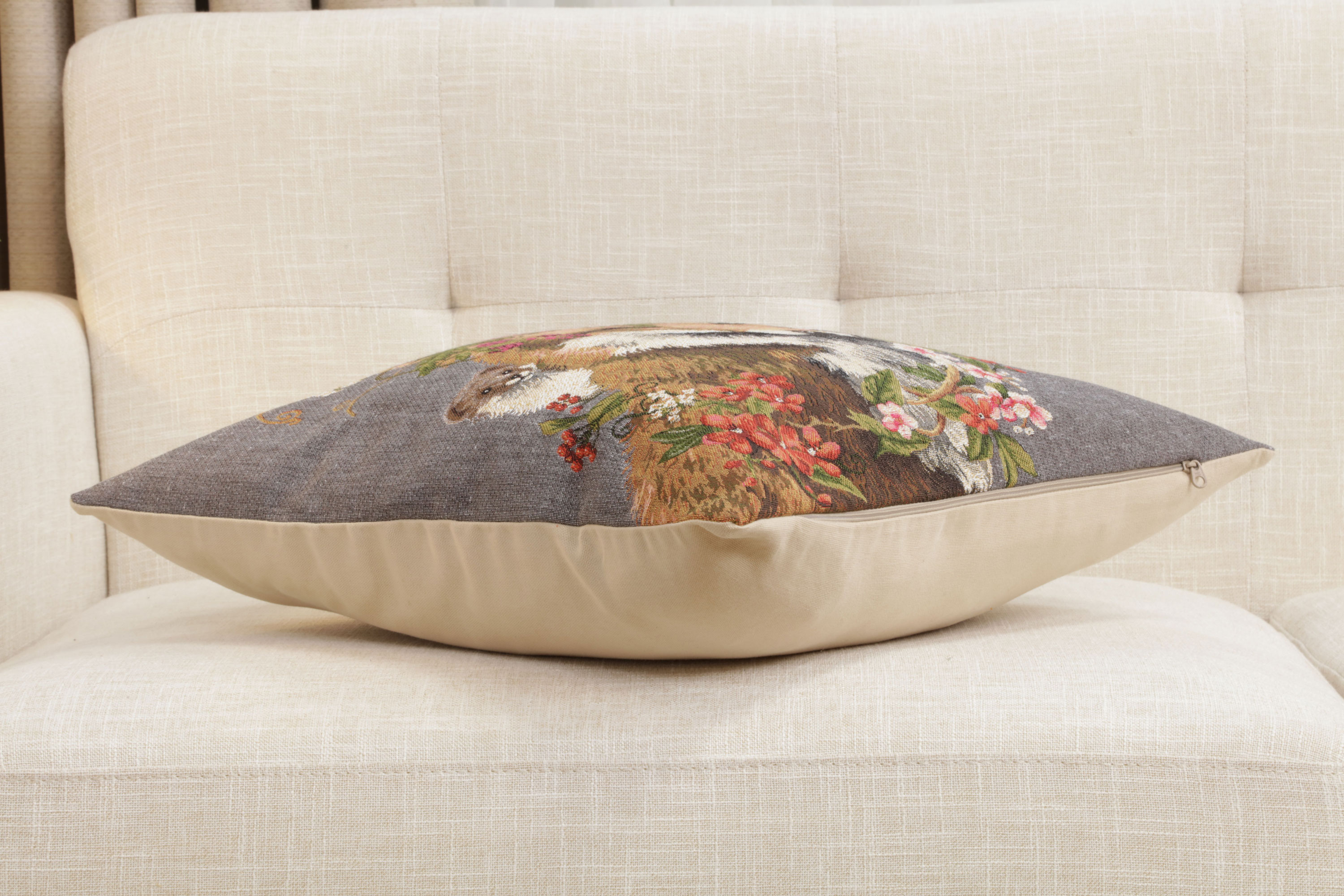 Forest Fox Grey European Tapestry Pillow Cover 18x18 Inch Cotton Cushion Cover