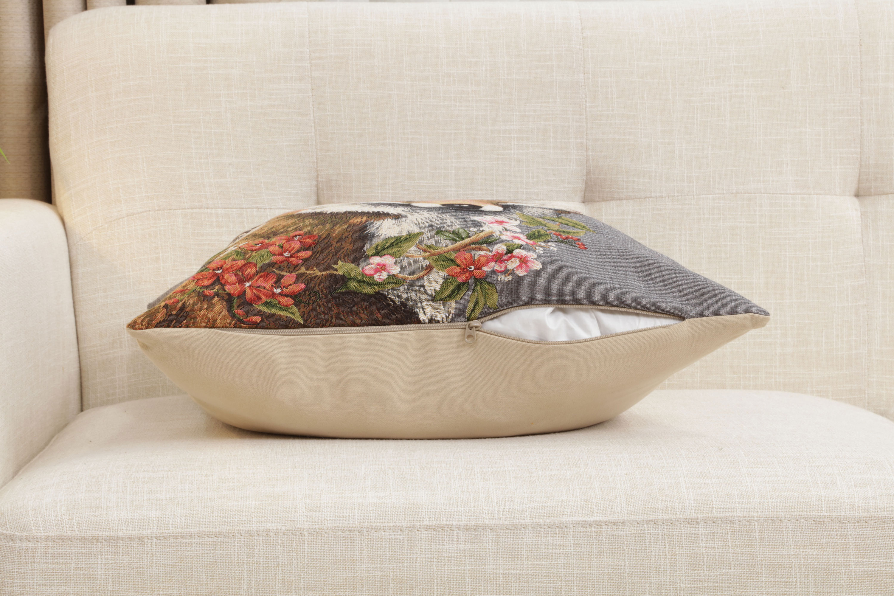 Forest Fox Grey European Tapestry Pillow Cover 18x18 Inch Cotton Cushion Cover