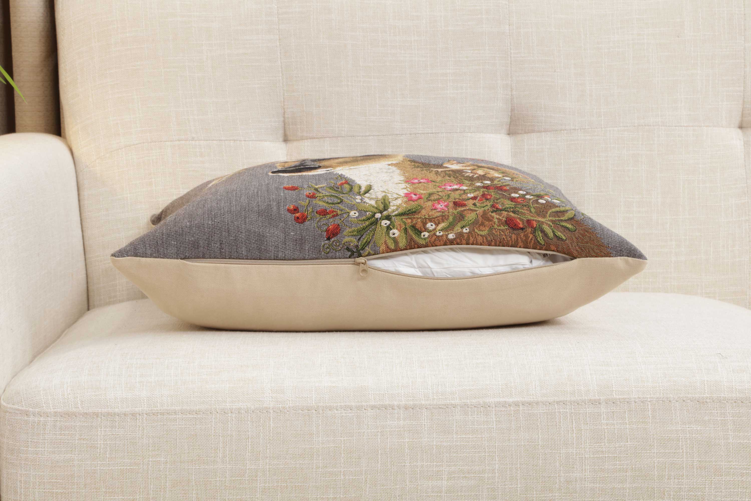 Forest Deer Grey European Cushion Cover | Close Up 4