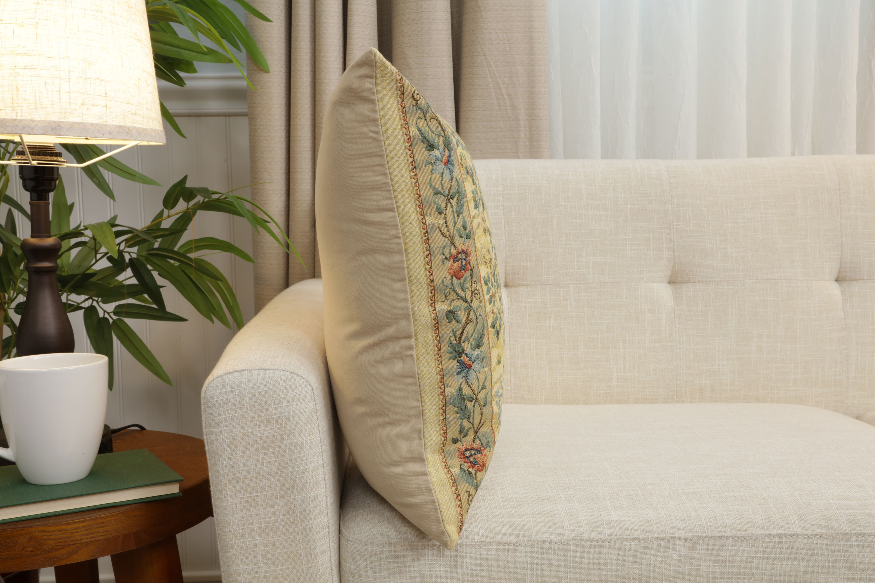 Tree of Life Belgian Tapestry Pillow Cover 18x18 inch 100% Cotton Belgian Jacquard Woven Cushion Cover
