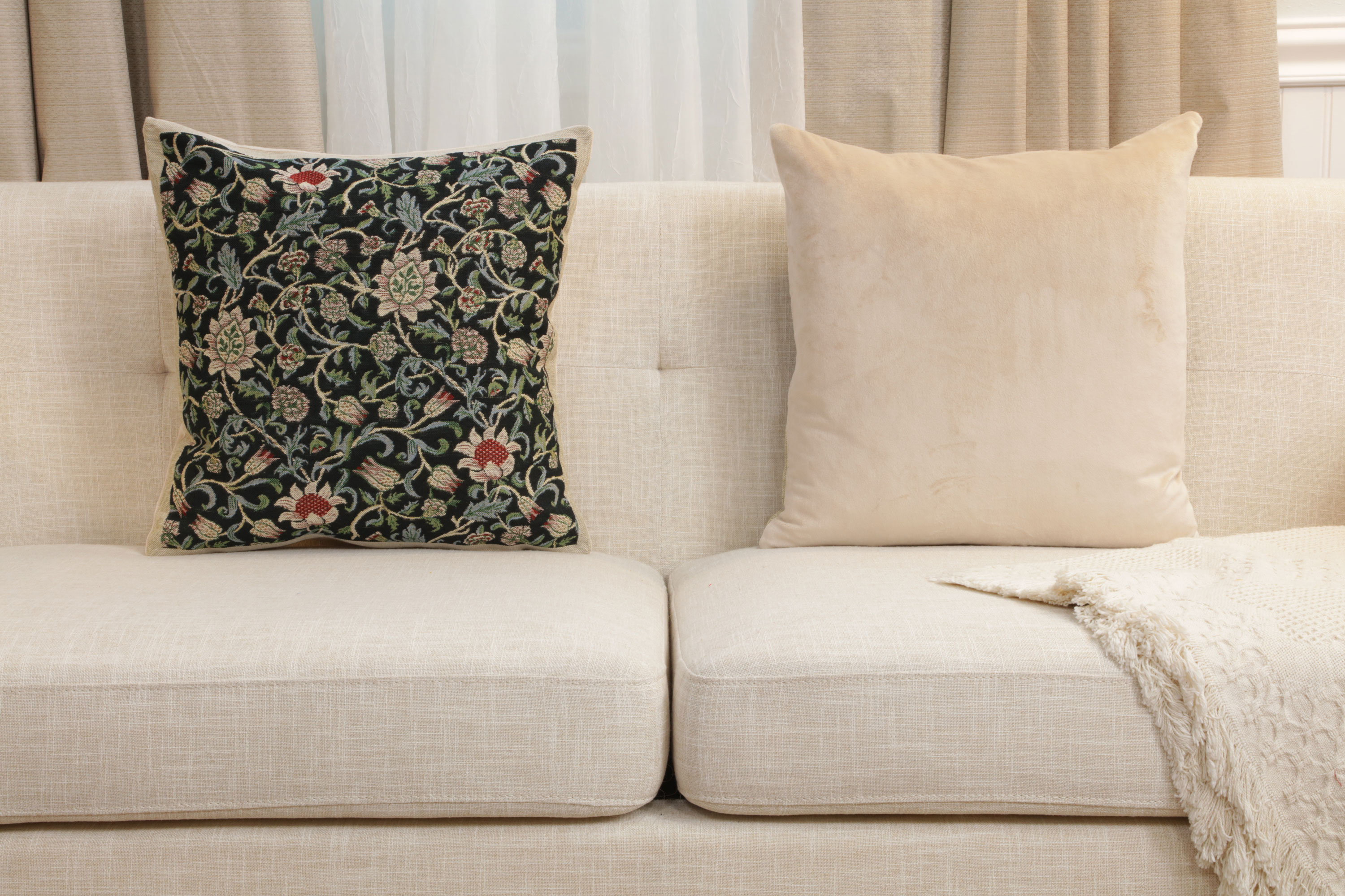 Fleur De Morris Black Belgian Tapestry Pillow Cover 16x16 inch Cotton Jacquard Woven Cushion Cover