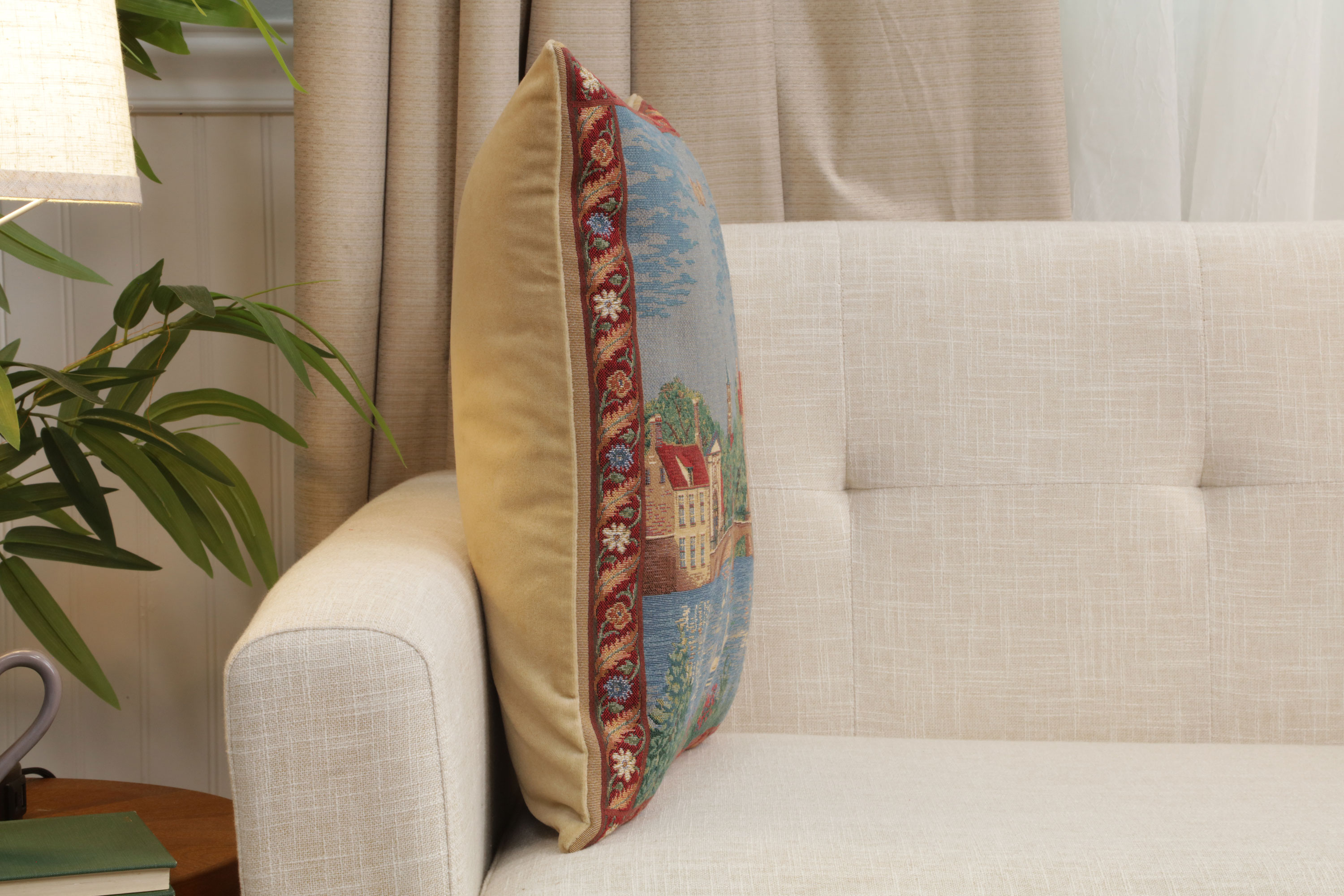 Brugge Minnewater European Tapestry Pillow Cover 18x18 Inch Cotton Cushion Cover