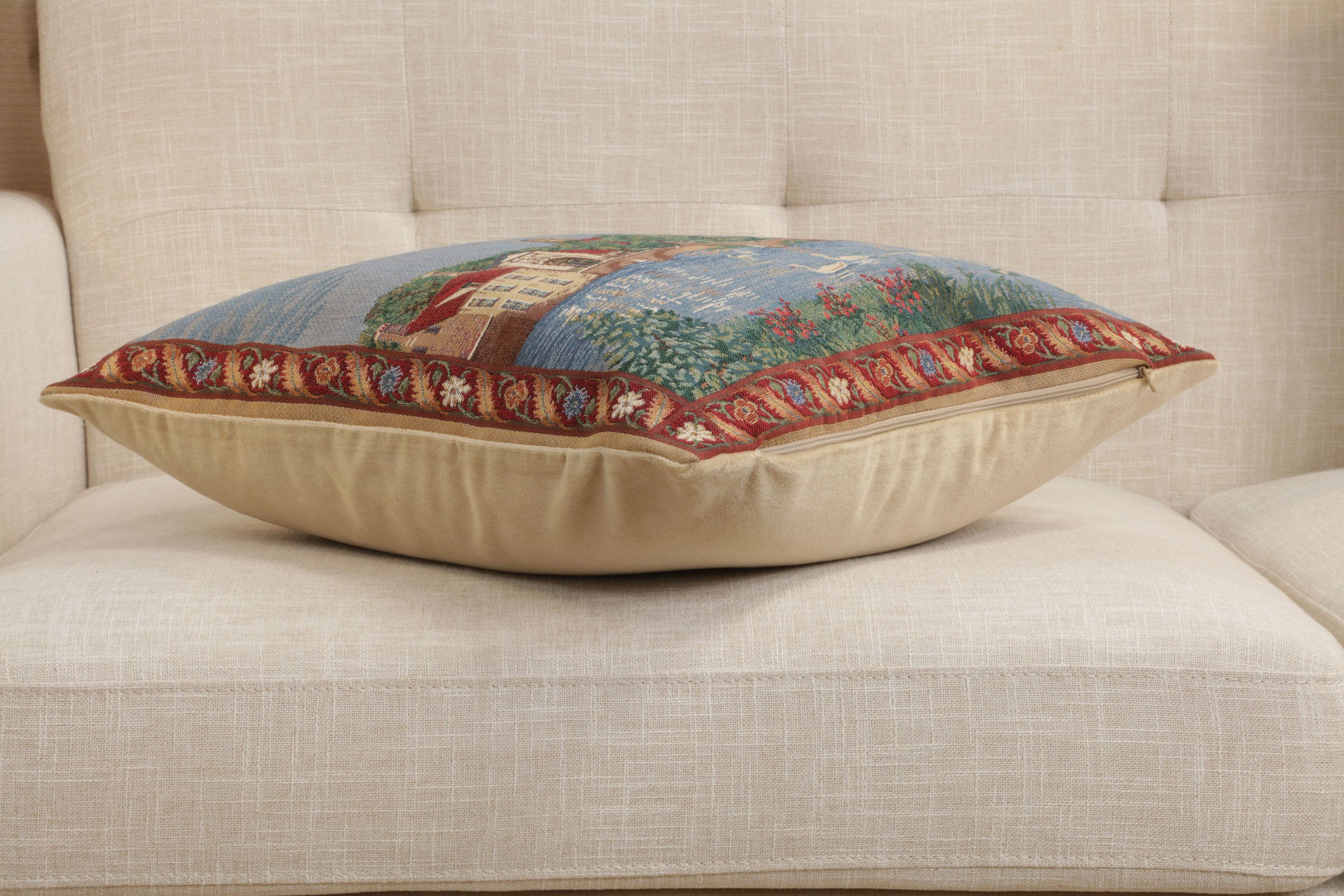 Brugge Minnewater European Tapestry Pillow Cover 18x18 Inch Cotton Cushion Cover