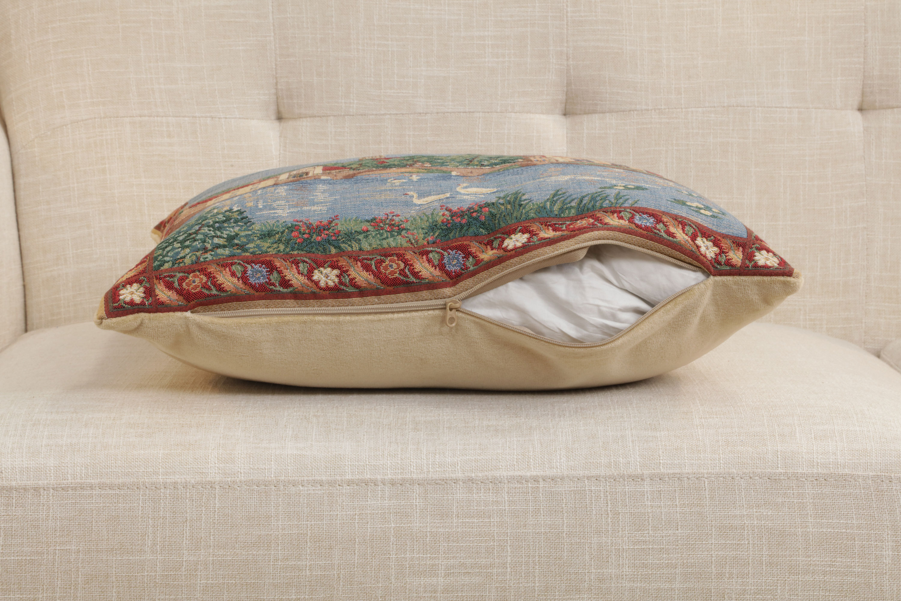 Brugge Minnewater European Tapestry Pillow Cover 18x18 Inch Cotton Cushion Cover