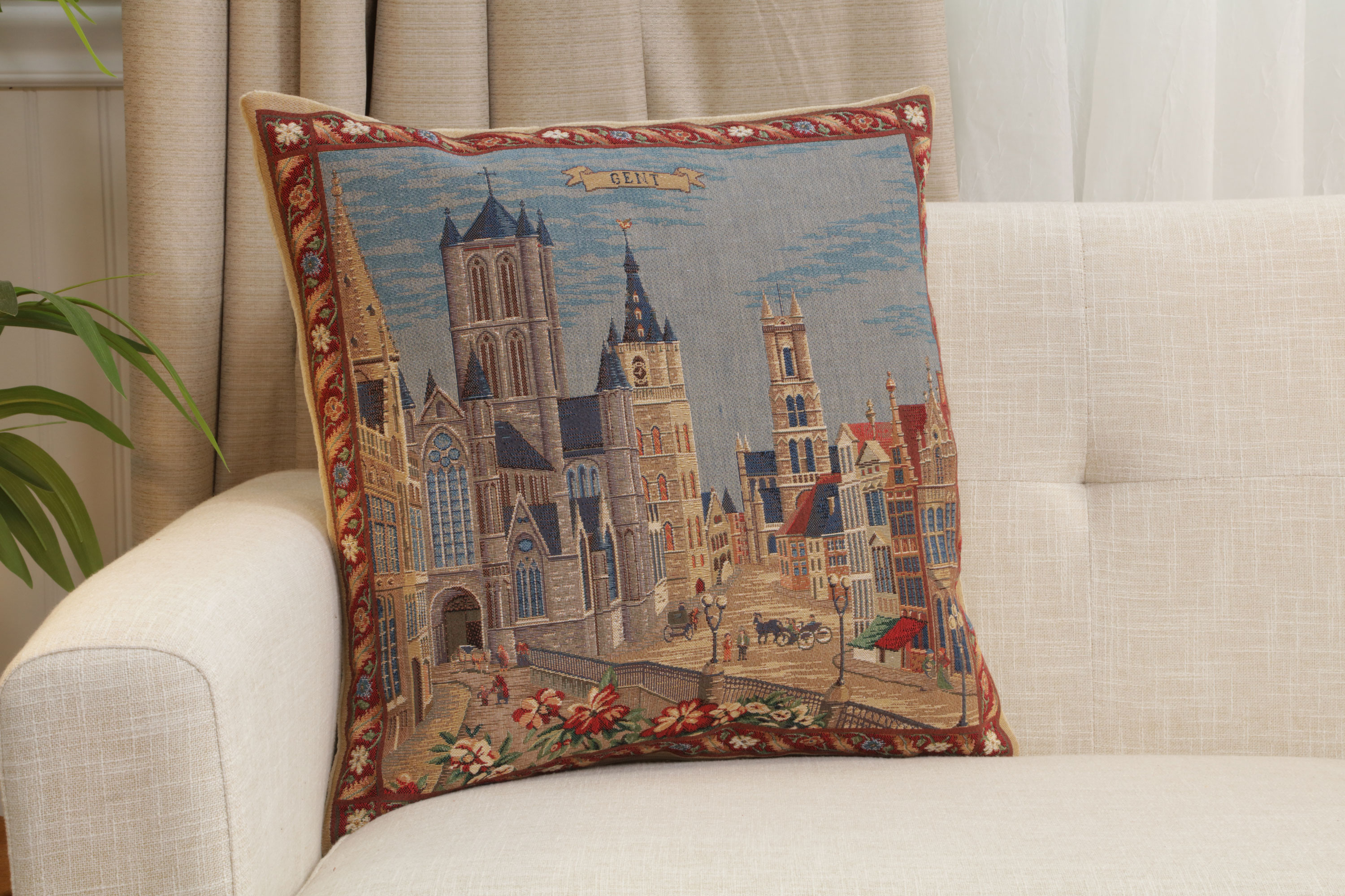 Gent Torens European Tapestry Pillow Cover 18x18 Inch Cotton Cushion Cover