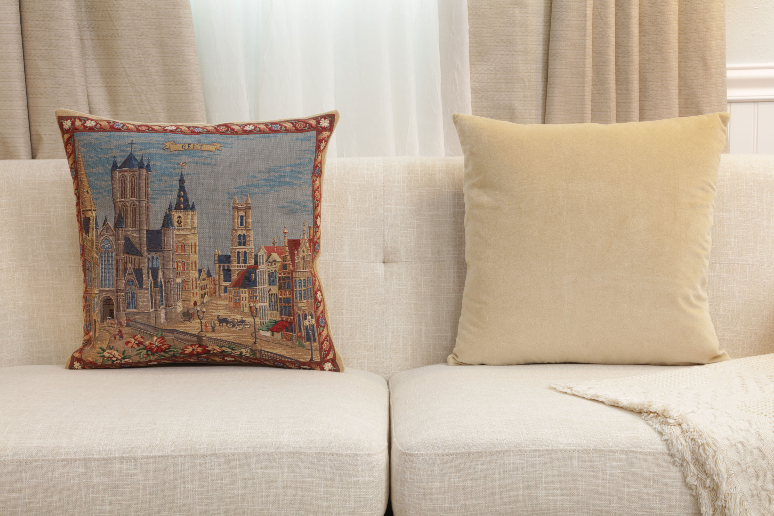 Gent Torens European Tapestry Pillow Cover 18x18 Inch Cotton Cushion Cover