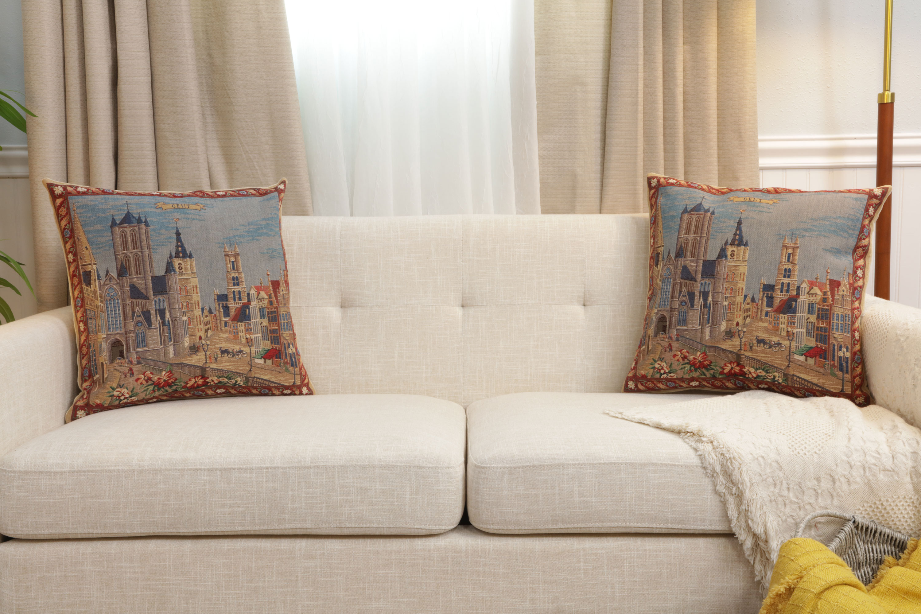 Gent Torens European Tapestry Pillow Cover 18x18 Inch Cotton Cushion Cover