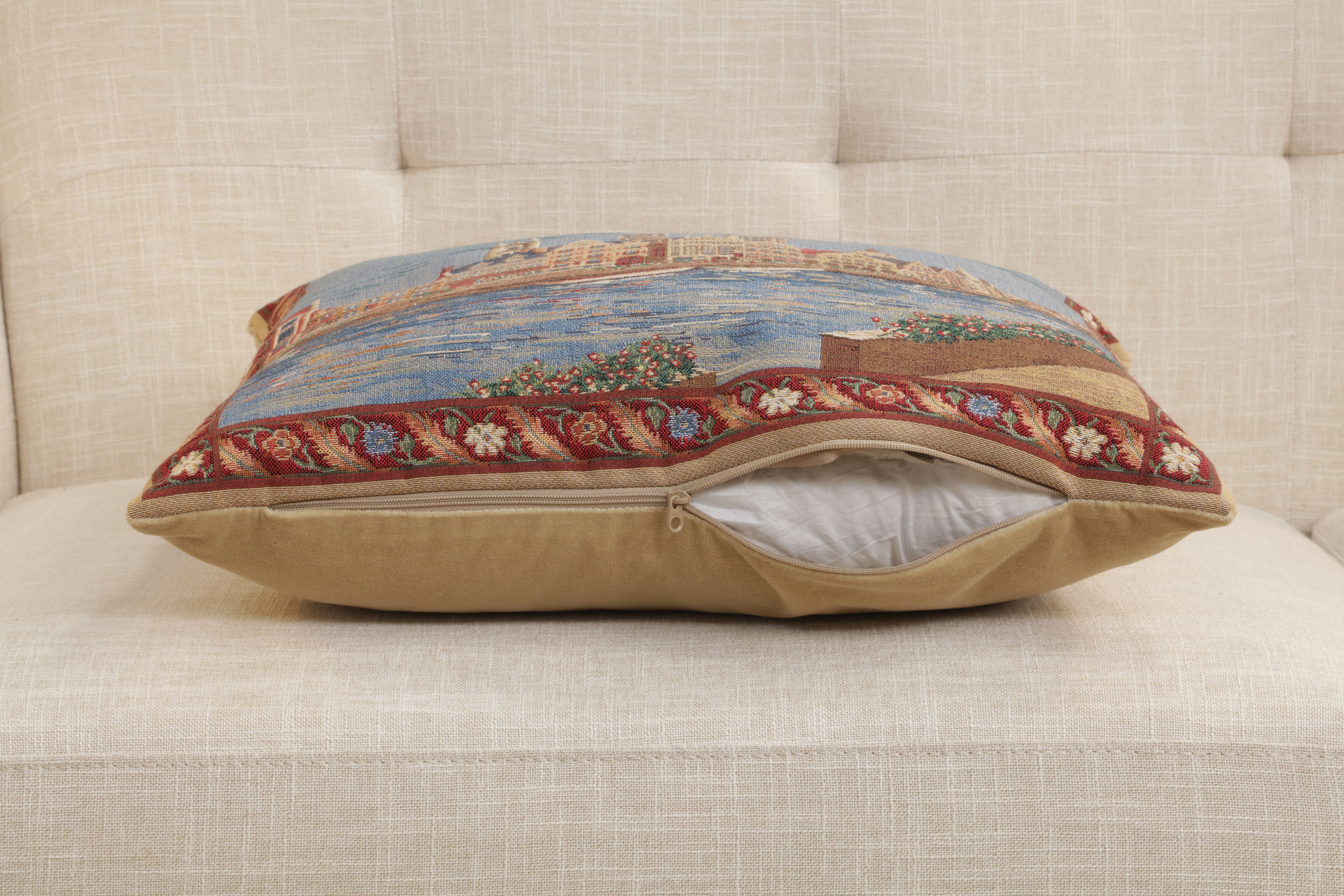 Gent Graslei European Tapestry Pillow Cover 18x18 Inch Cotton Cushion Cover