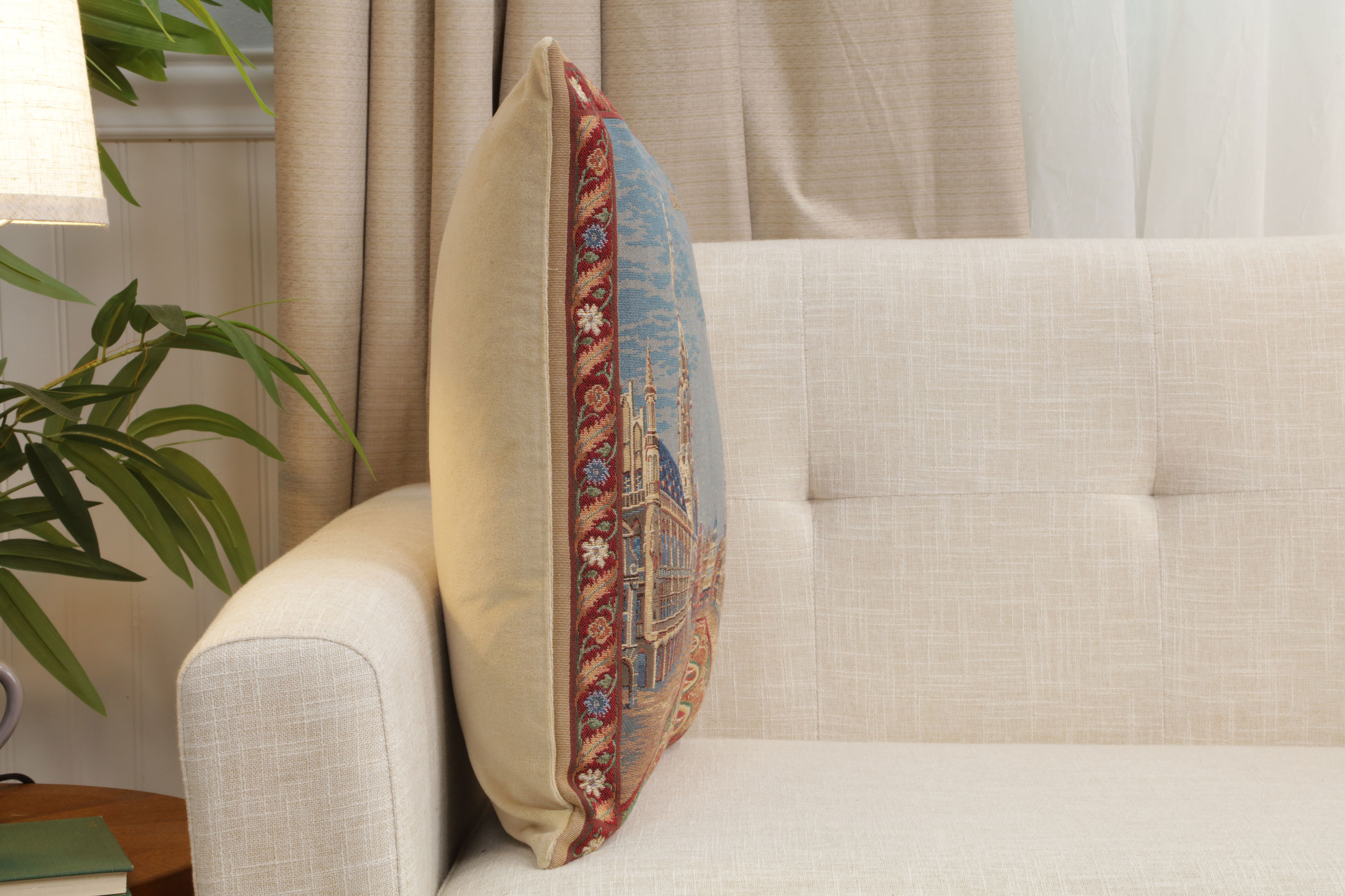 Brussel European Tapestry Pillow Cover 18x18 Inch Cotton Cushion Cover