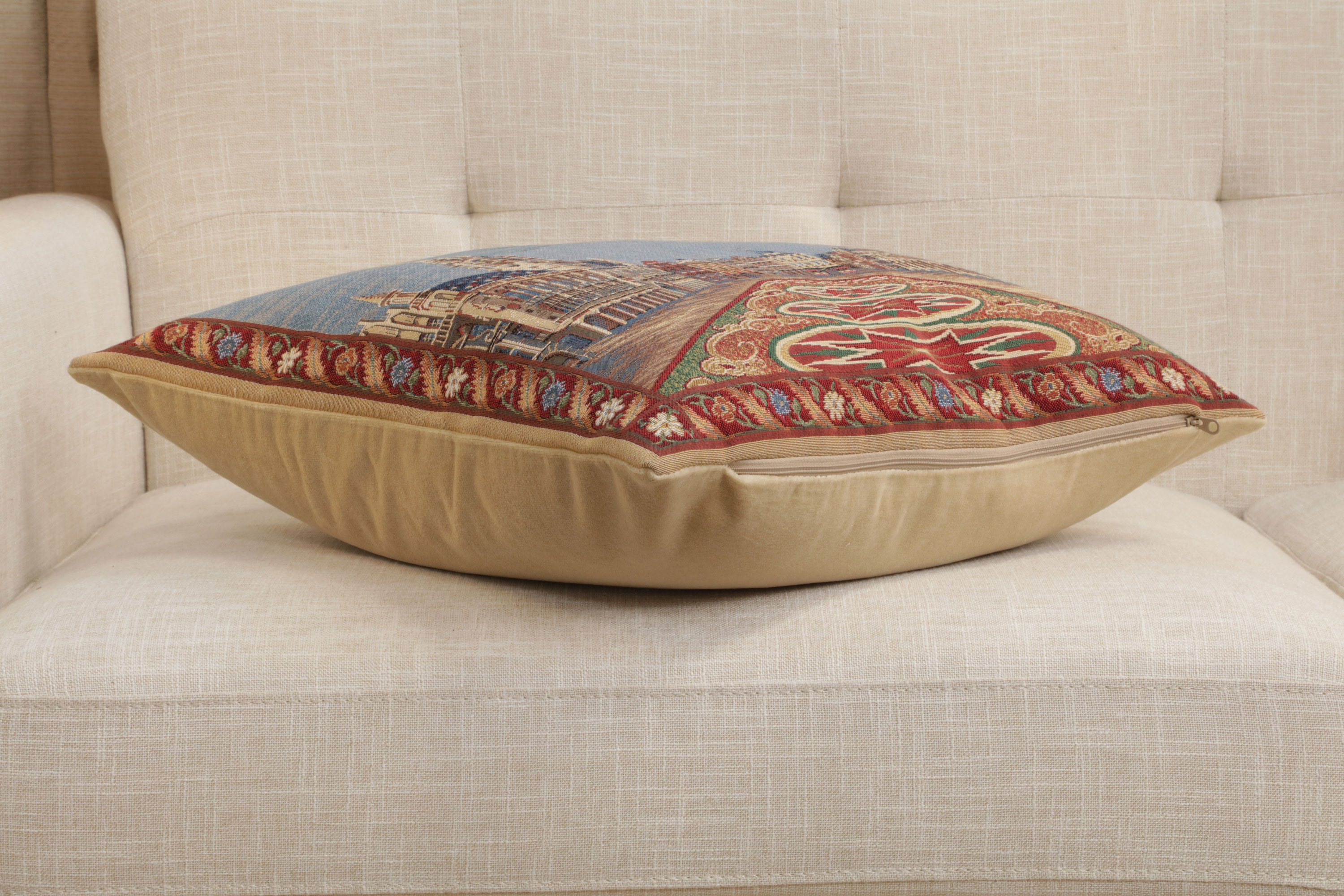 Brussel European Tapestry Pillow Cover 18x18 Inch Cotton Cushion Cover