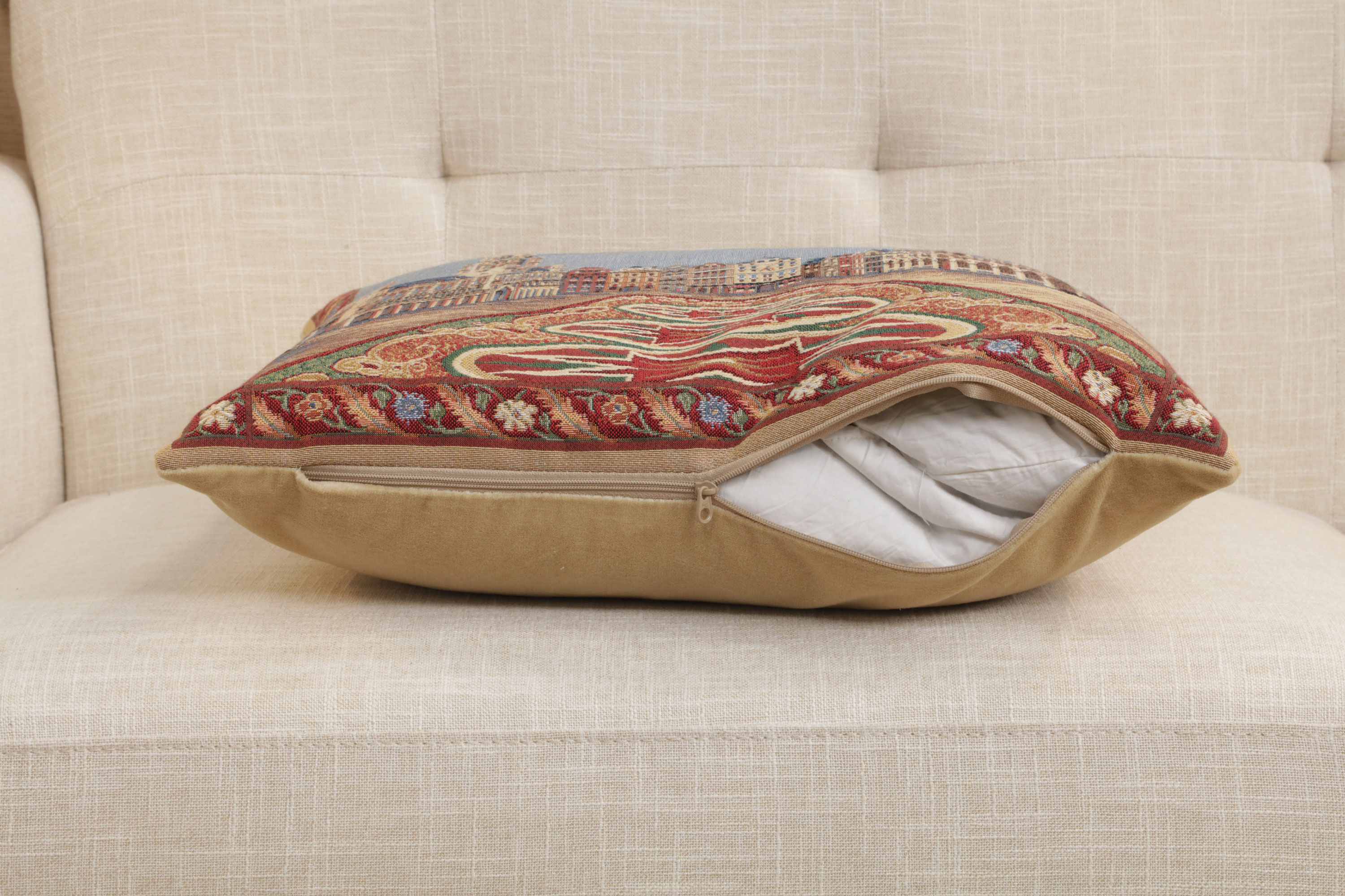 Brussel European Tapestry Pillow Cover 18x18 Inch Cotton Cushion Cover