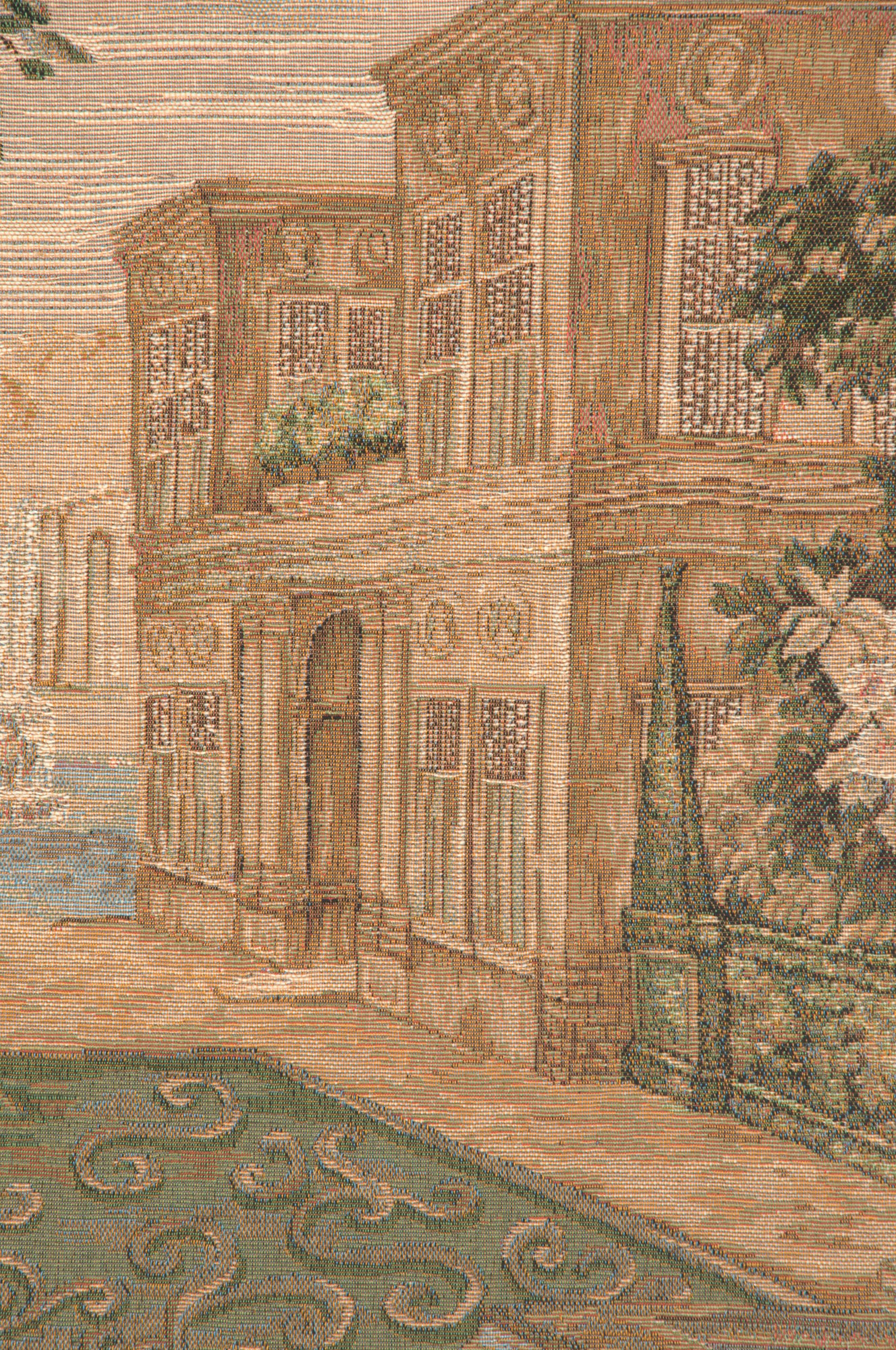 Verdure Fontaine Vintage Tapestry Wall Hanging 41 x 58 in Jacquard Woven French Verdure Landscape Wall Art