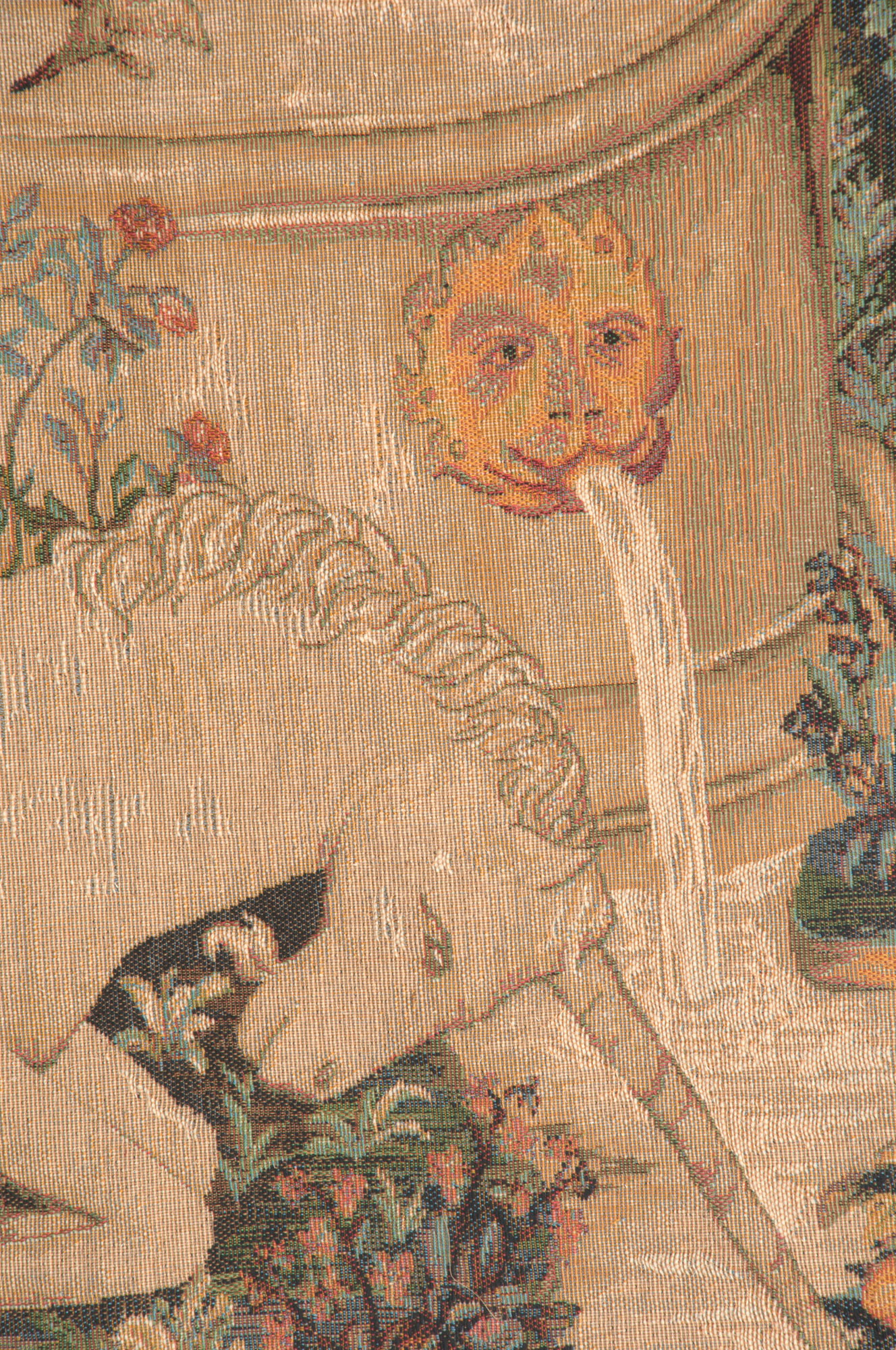 Medieval Portiere Licorne Fontaine Vintage Tapestry Wall Hanging 58 x 29 in Jacquard Woven Unicorn Medieval Wall Art