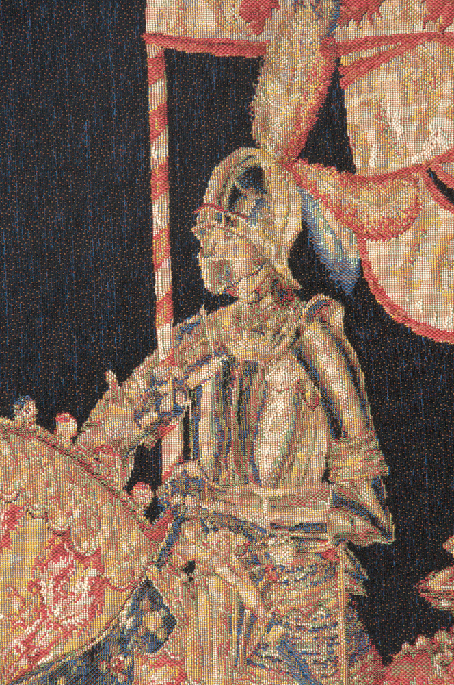 Vintage Le Chevalier Fond Uni Tapestry Wall Hanging 58 x 43 in Jacquard Woven Medieval Knight Wall Art