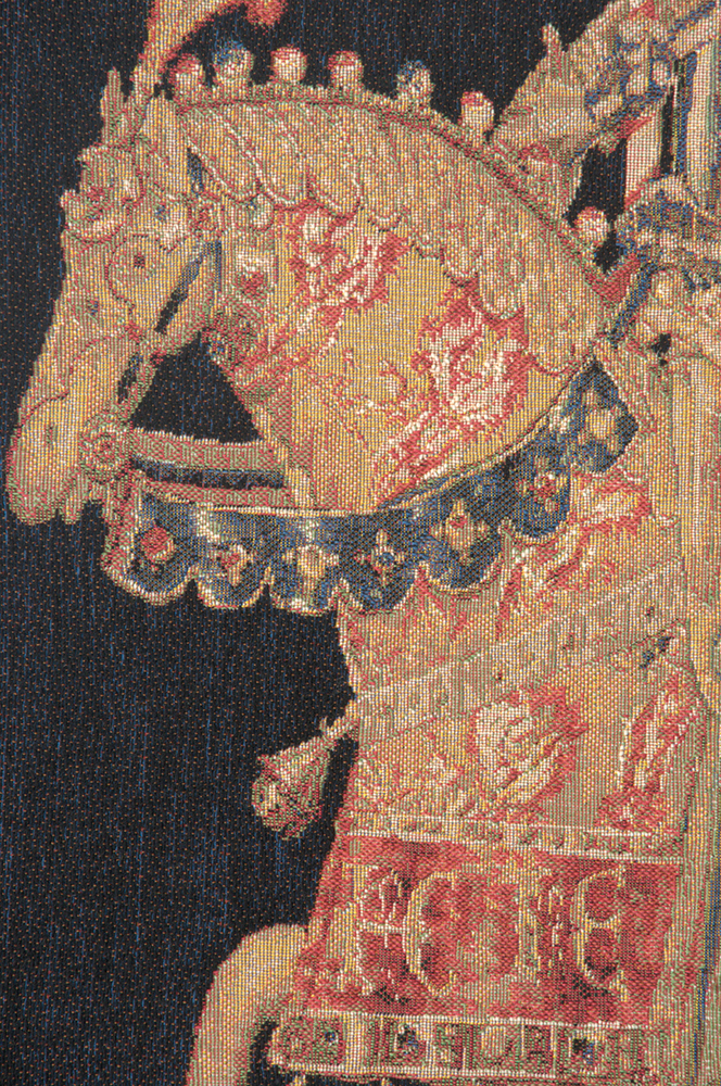 Vintage Le Chevalier Fond Uni Tapestry Wall Hanging 58 x 43 in Jacquard Woven Medieval Knight Wall Art