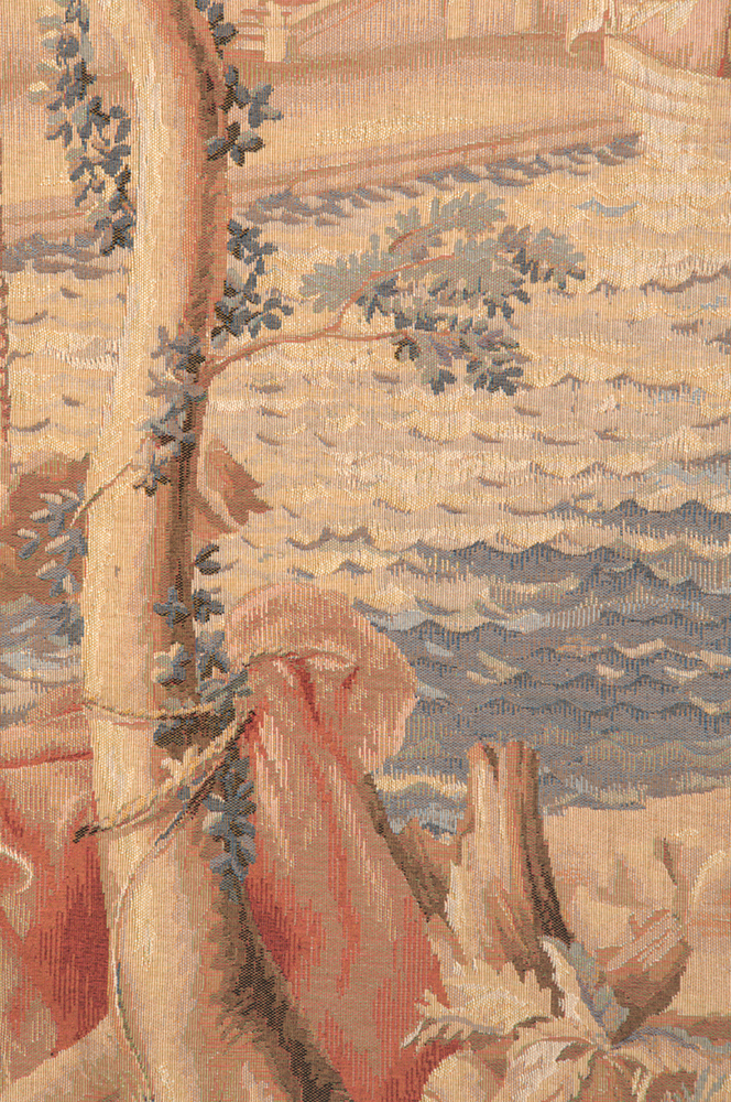 Le Port Vintage Tapestry Wall Hanging 58 x 58 in Jacquard Woven Harbor Landscape Wall Art