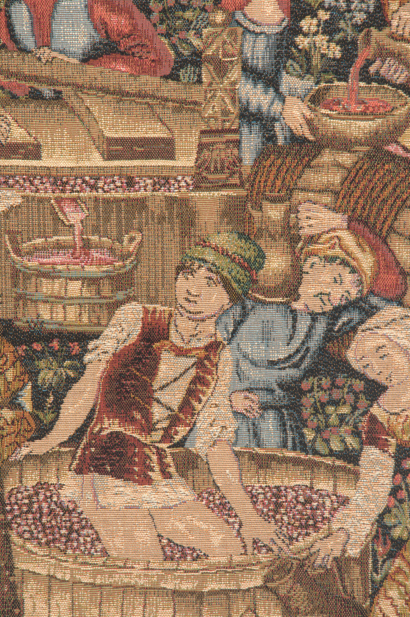 Medieval Grandes Vendanges Tapestry Wall Hanging 33 x 44 in Jacquard Woven Grape Harvest Wall Art