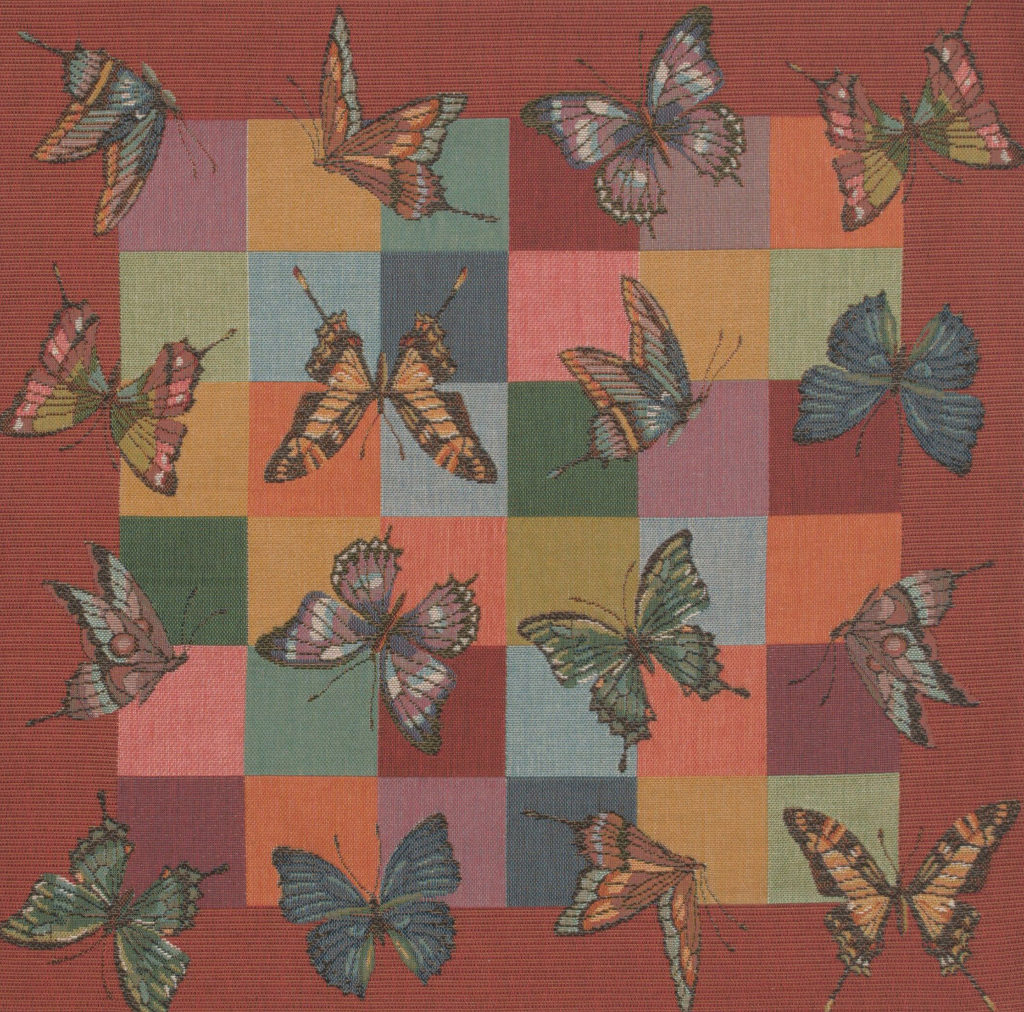 French Decorative Butterflies Tapestry Pillow Cover 19x19 Inch Cotton Jacquard Woven Cushion Cover