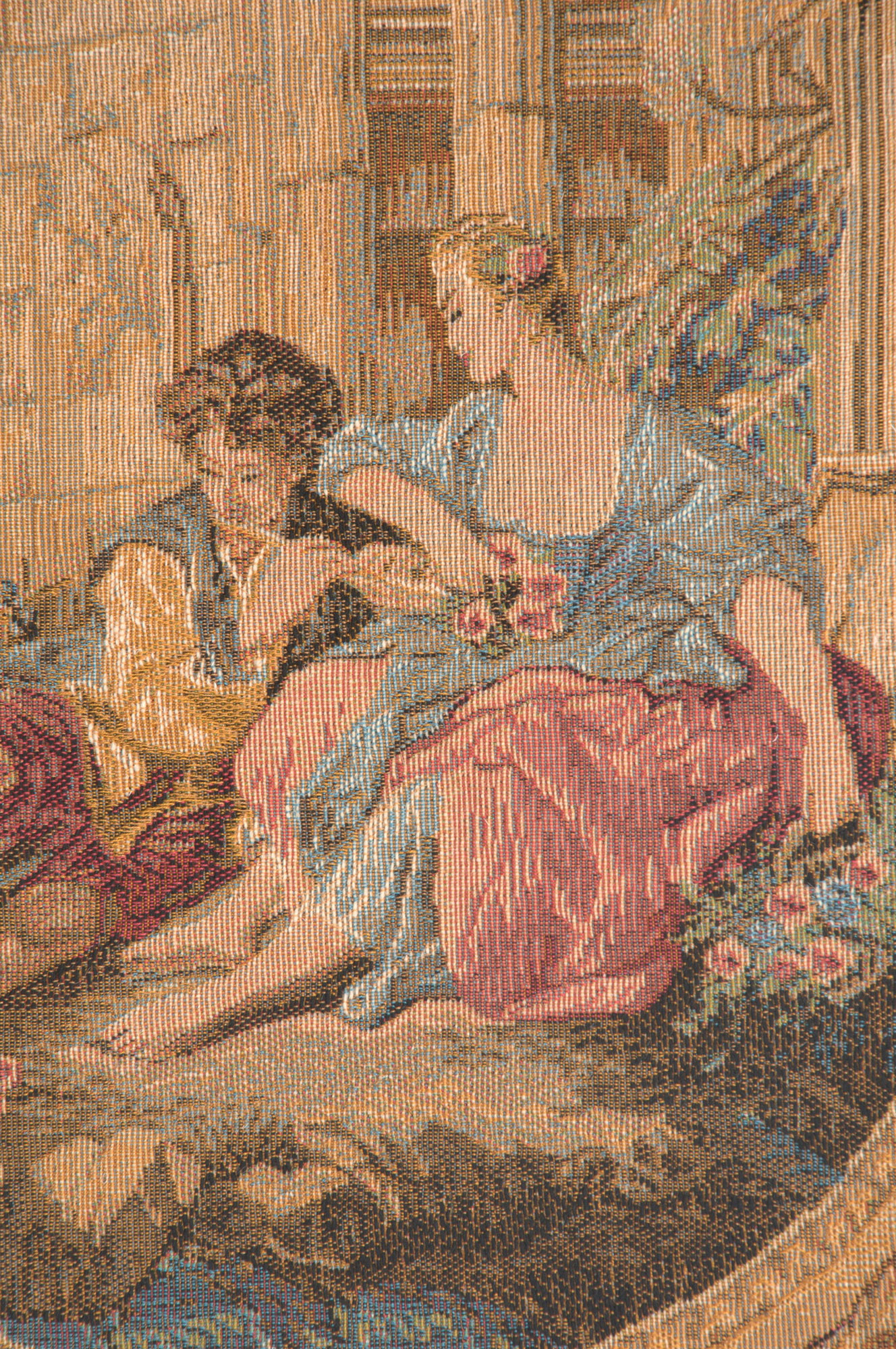 Francois Boucher Serenade Creme I Tapestry Wall Hanging 29 x 19 in Jacquard Woven French Romantic Wall Art