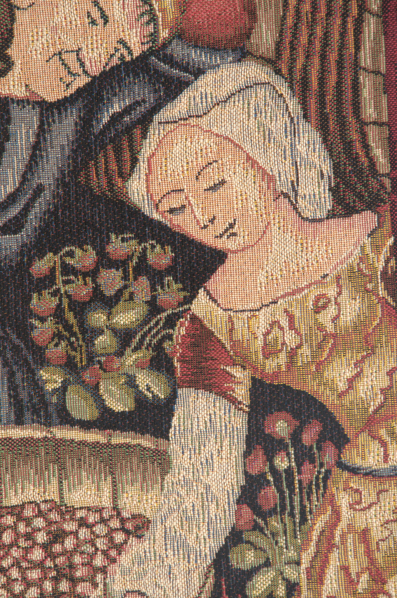 Medieval Le Pressoir Extrait Tapestry Wall Hanging 29 x 19 in Jacquard Woven Wine Harvest Wall Art