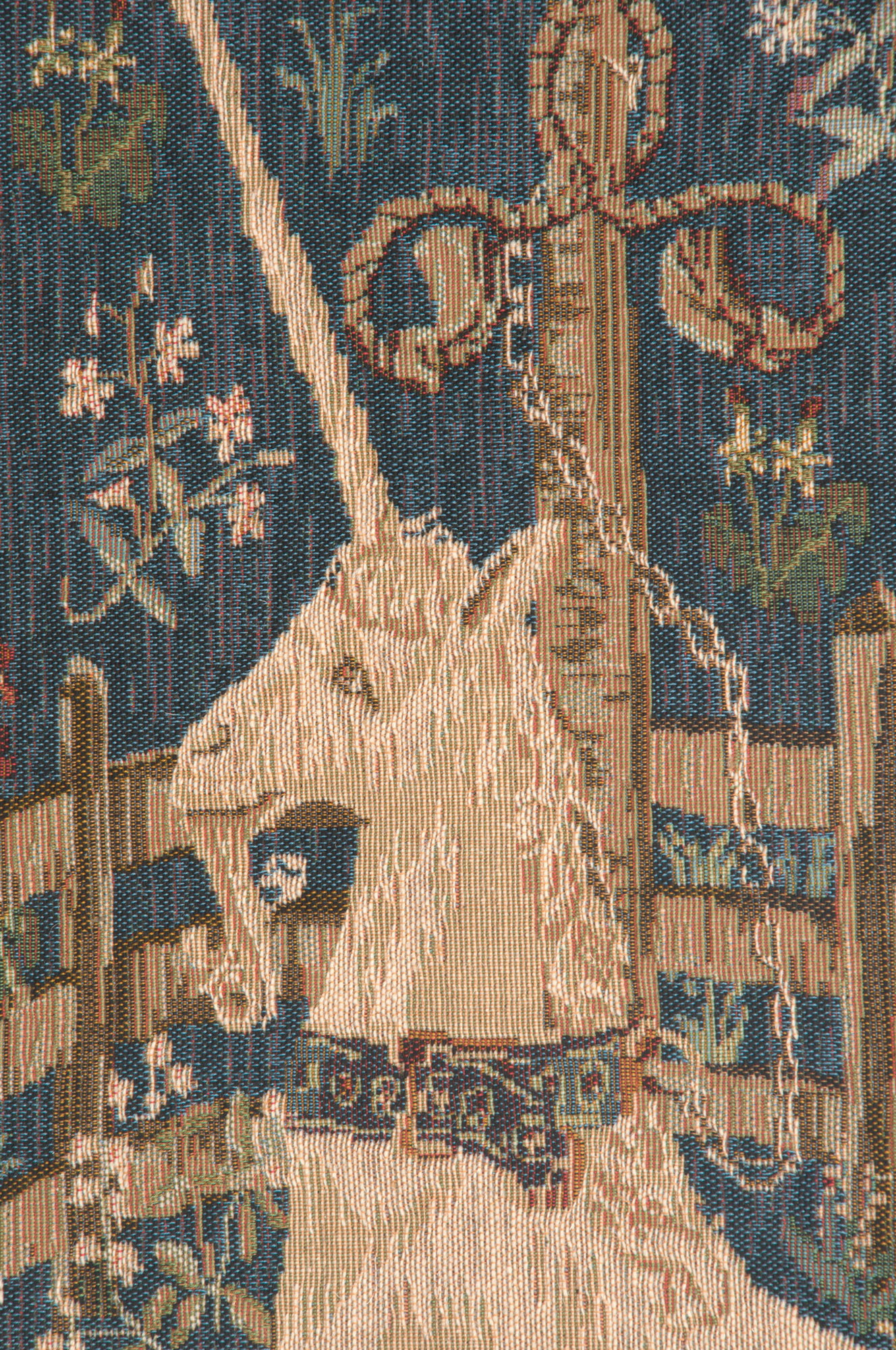 Medieval Licorne Captive III Vintage Tapestry Wall Hanging 29 x 19 in Jacquard Woven Unicorn Millefleurs Wall Art