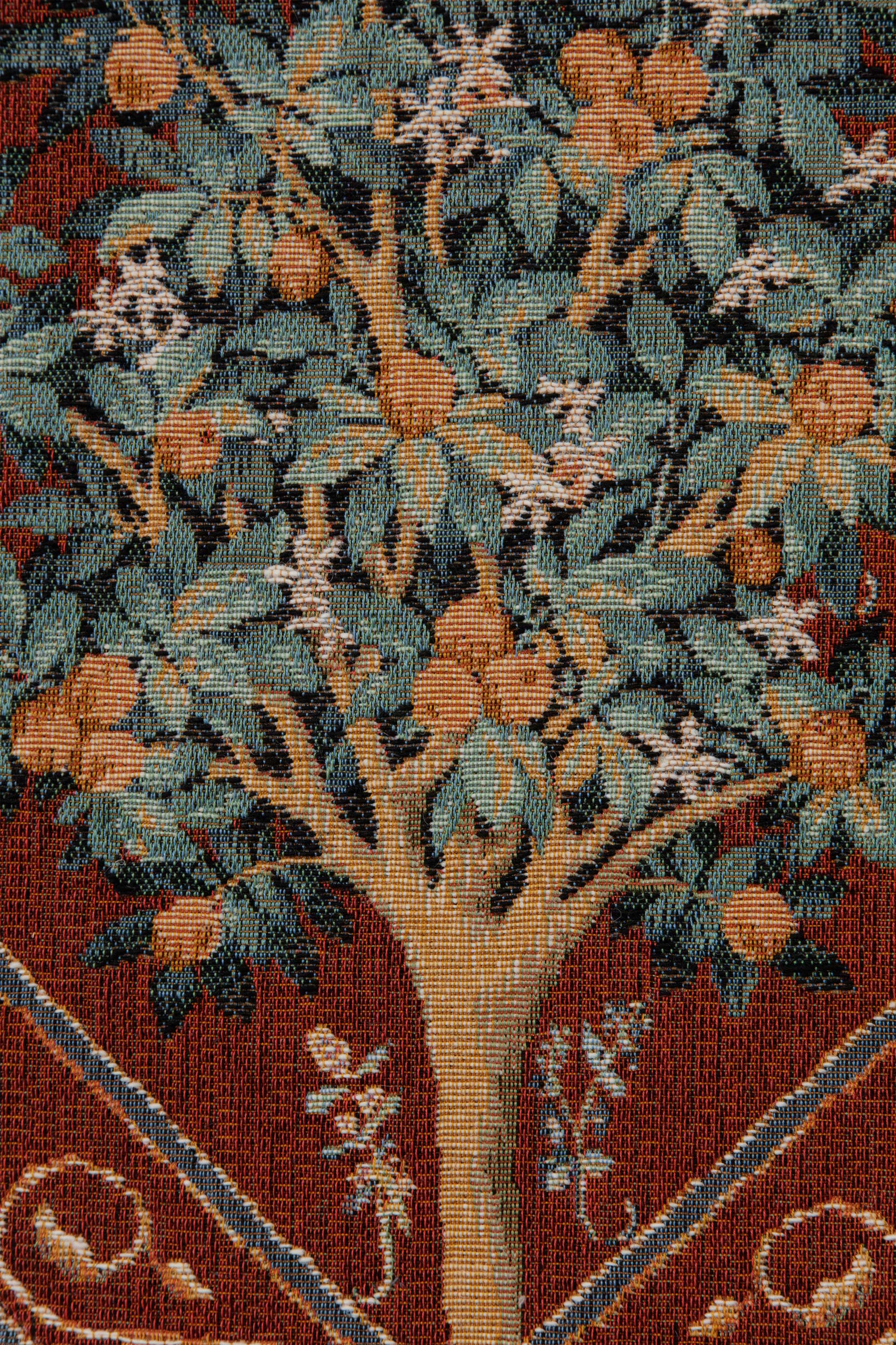 Orange Tree II French Jacquard Woven Table Runner 35x14 Inch Botanical Dining Decor