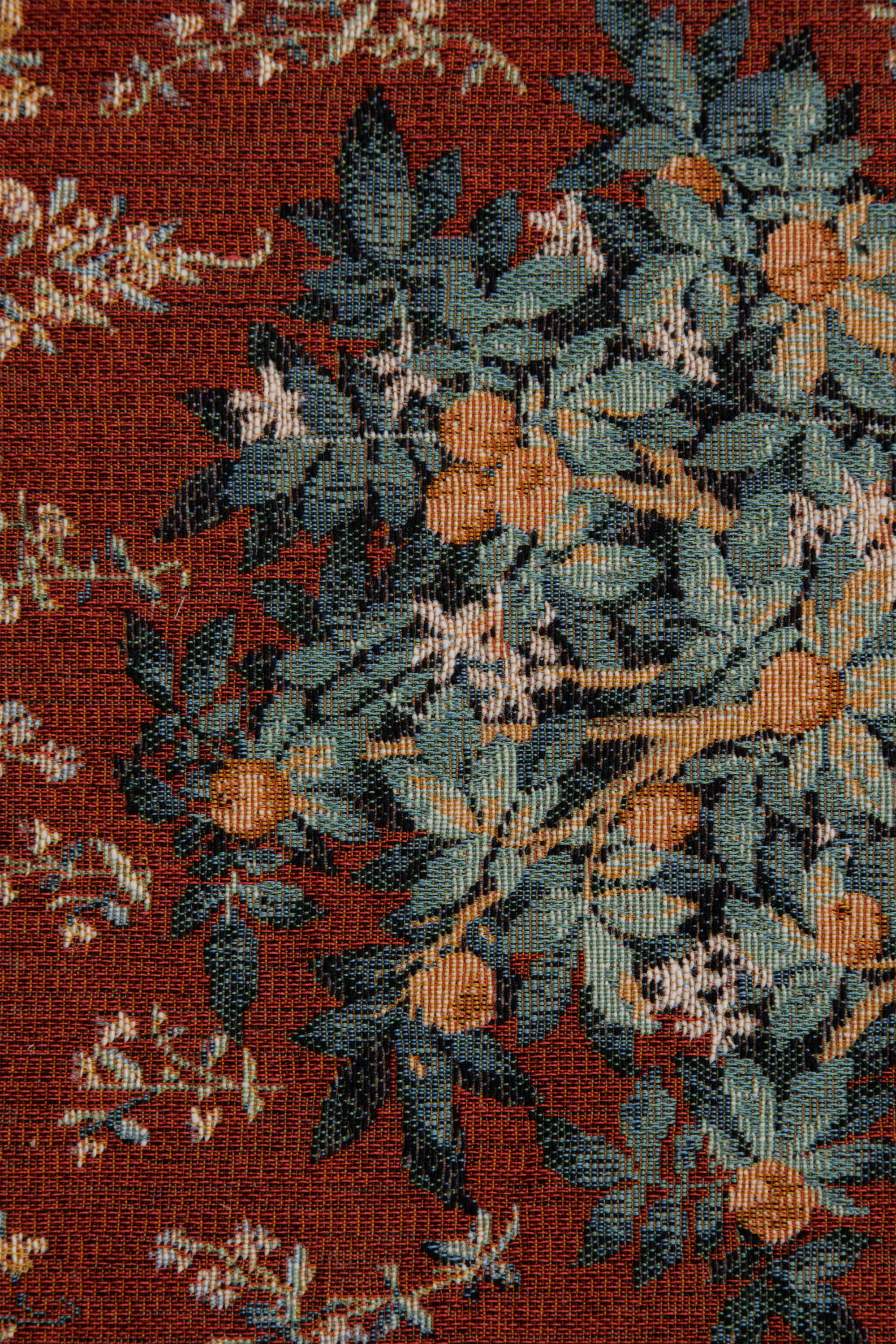 Orange Tree II French Jacquard Woven Table Runner 35x14 Inch Botanical Dining Decor