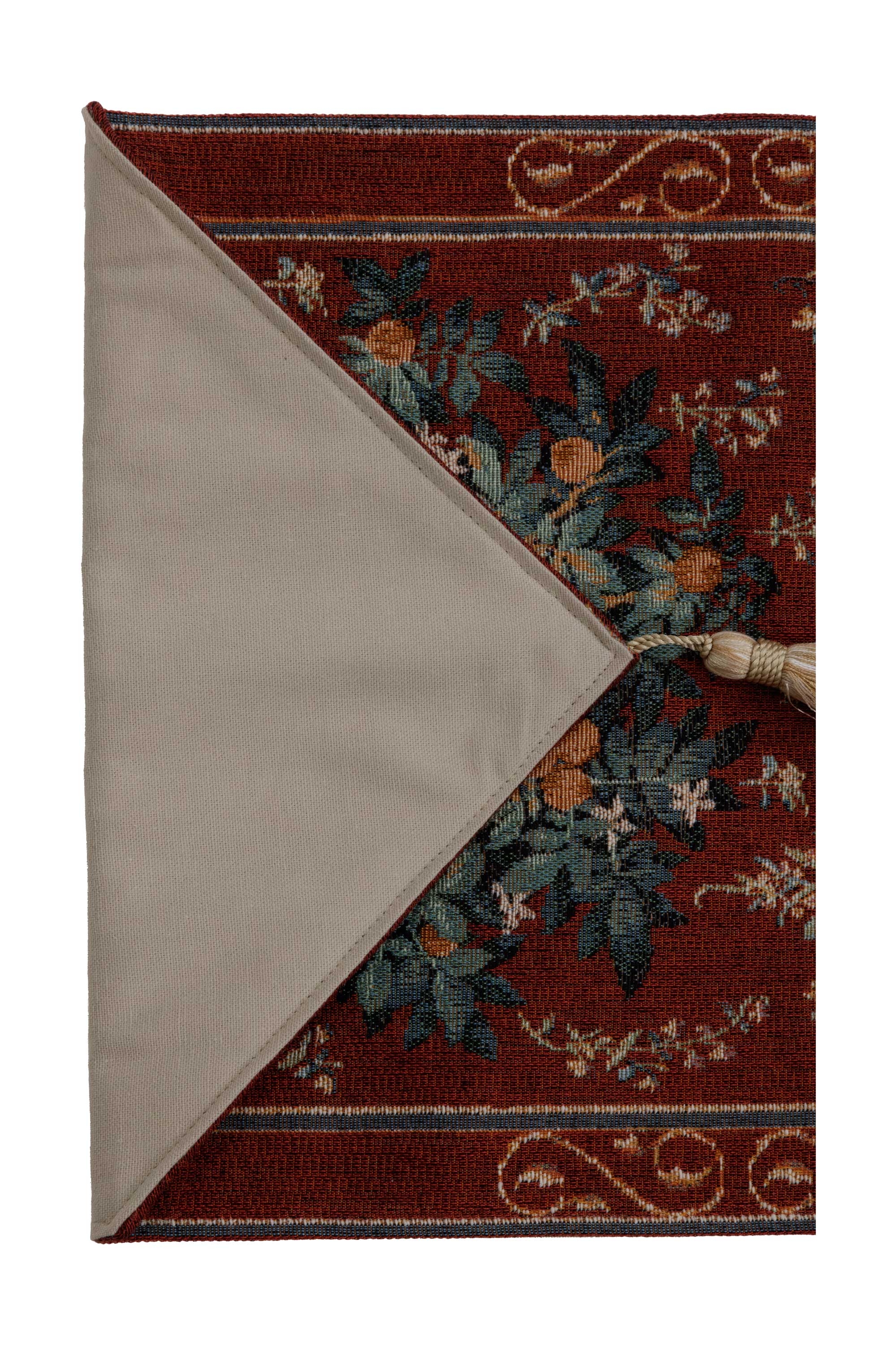 Orange Tree II French Jacquard Woven Table Runner 35x14 Inch Botanical Dining Decor