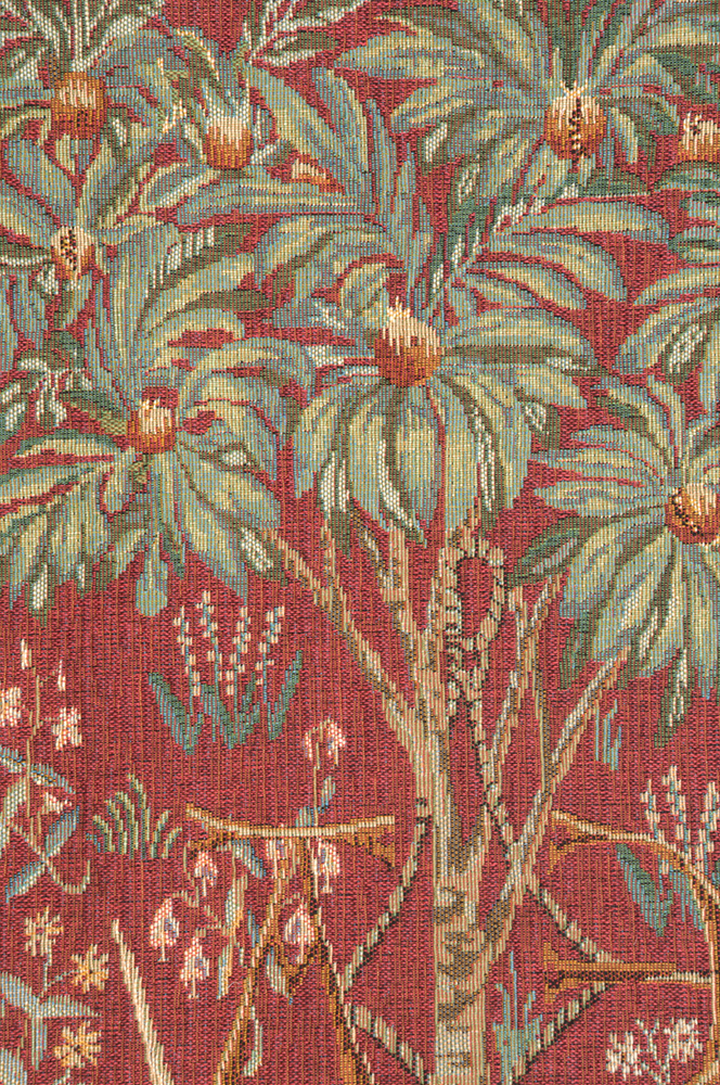 Medieval Licorne Captive Rouge Vintage Tapestry Wall Hanging 58 x 44 in Jacquard Woven Red Unicorn Millefleurs Wall Art