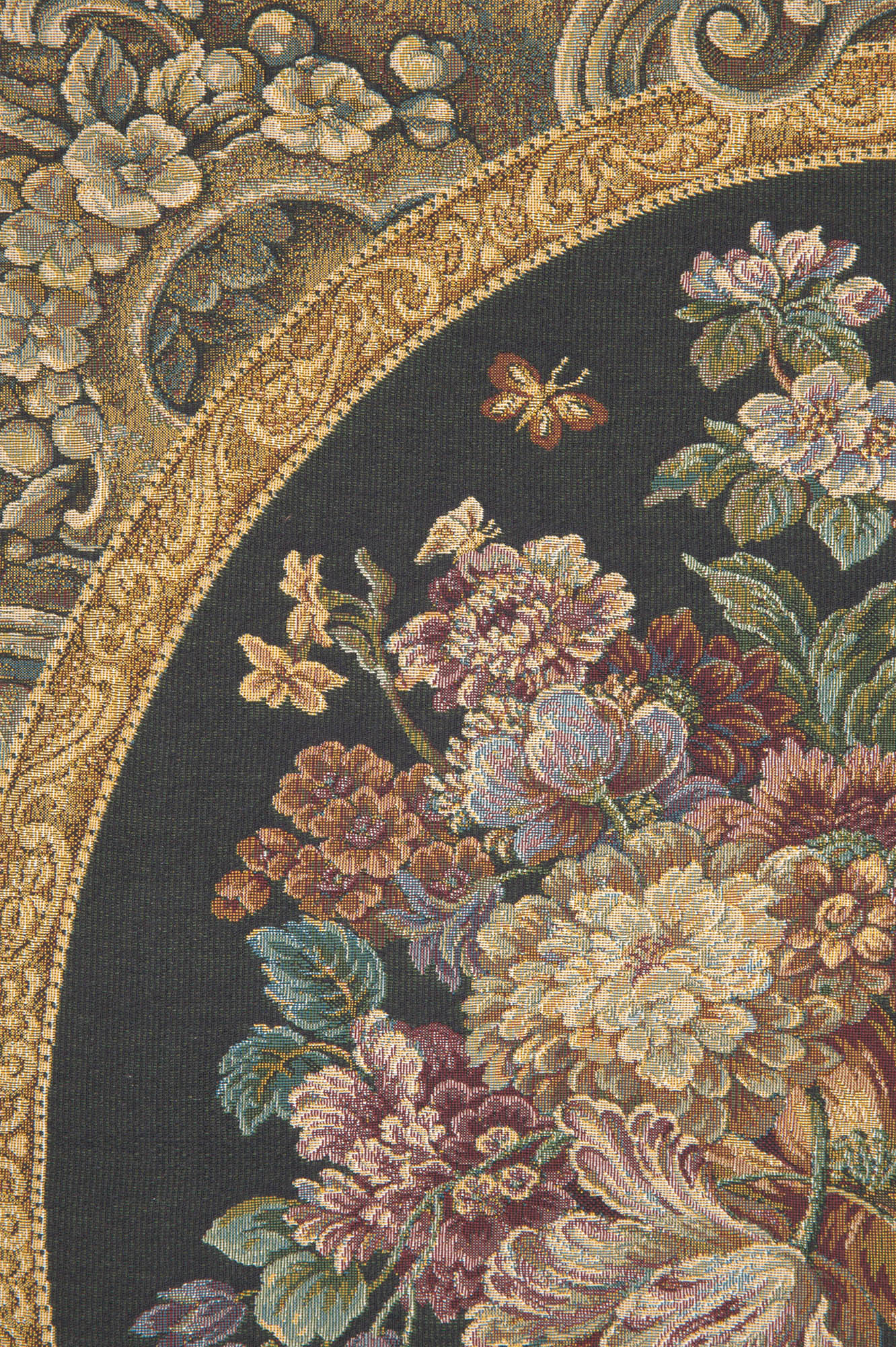 Floral Vase Green Italian Tapestry Wall Hanging 14x11 Inch Cotton Jacquard Woven Wall Tapestry