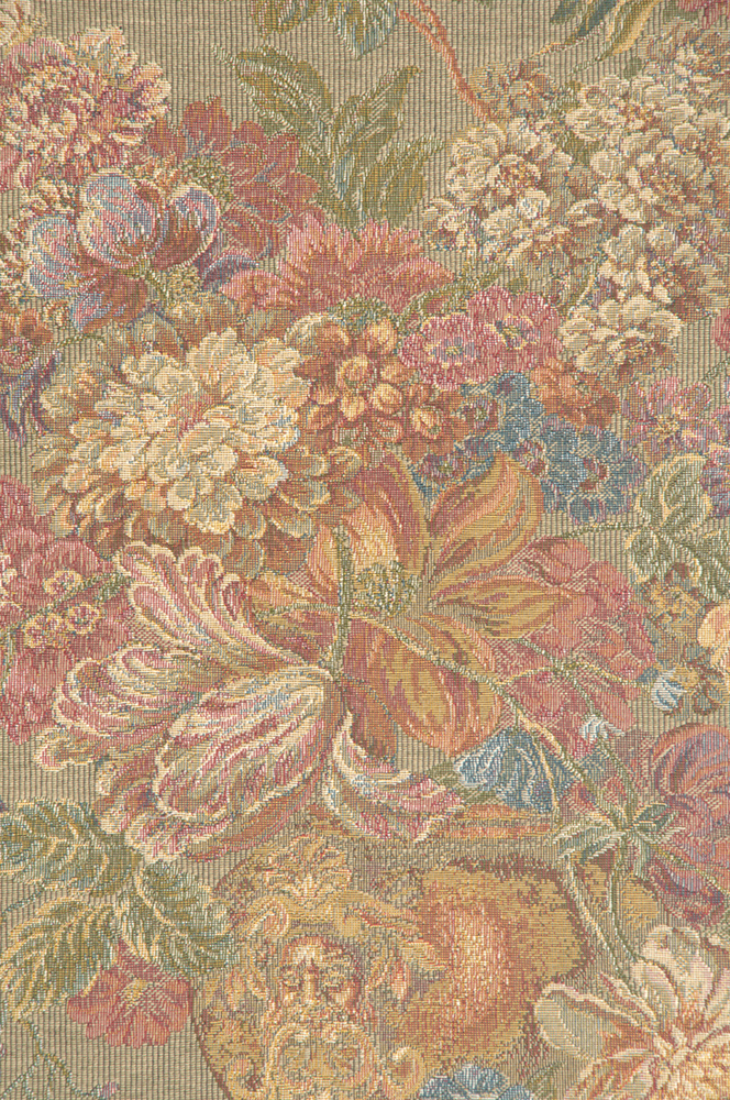 Floral Vase Cream Italian Tapestry Wall Hanging 15x12 Inch Cotton Jacquard Woven Wall Tapestry