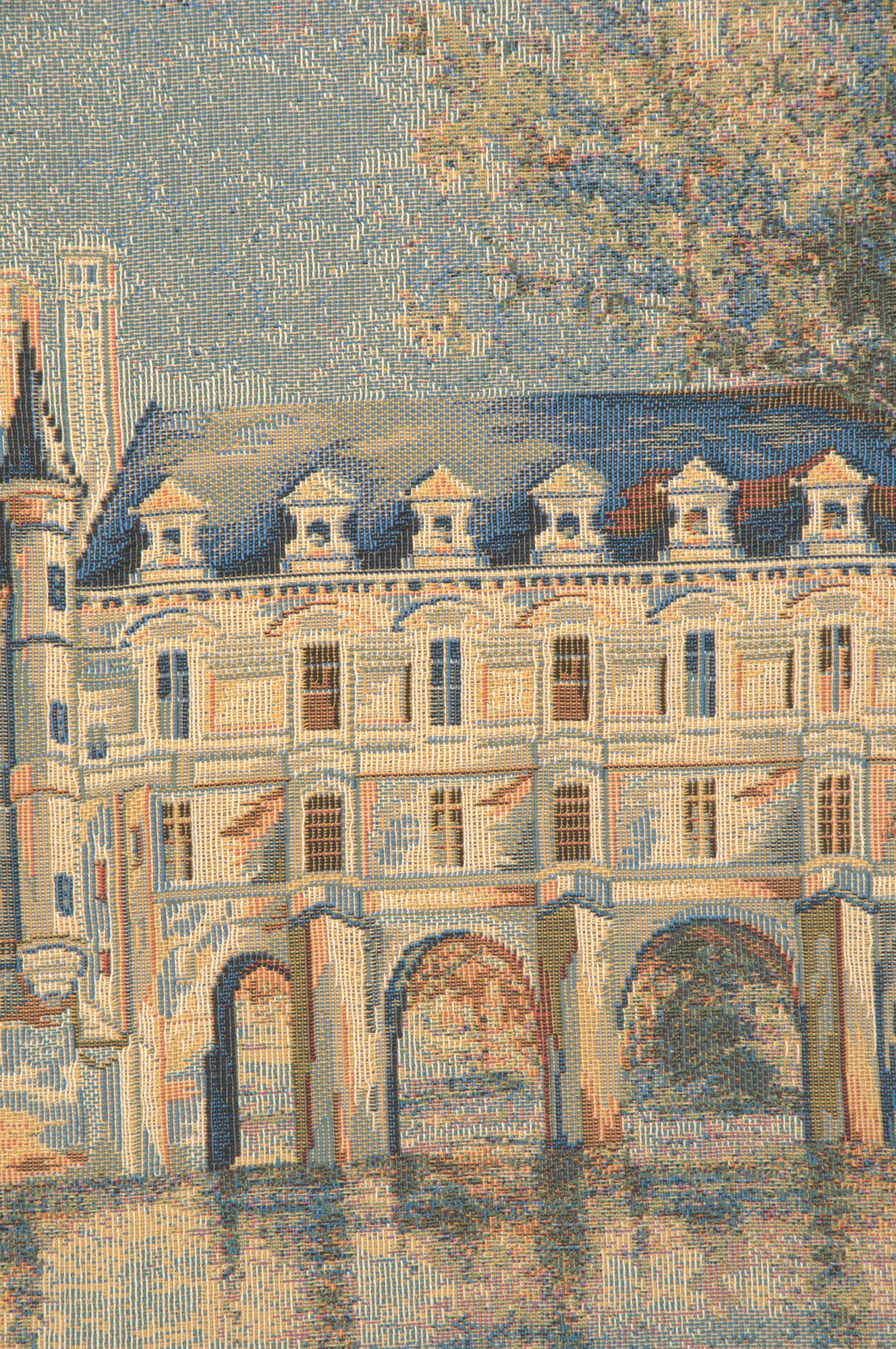 Chenonceau Castle European Tapestry Wall Hanging 22x17 Inch Cotton Jacquard Woven Wall Tapestry