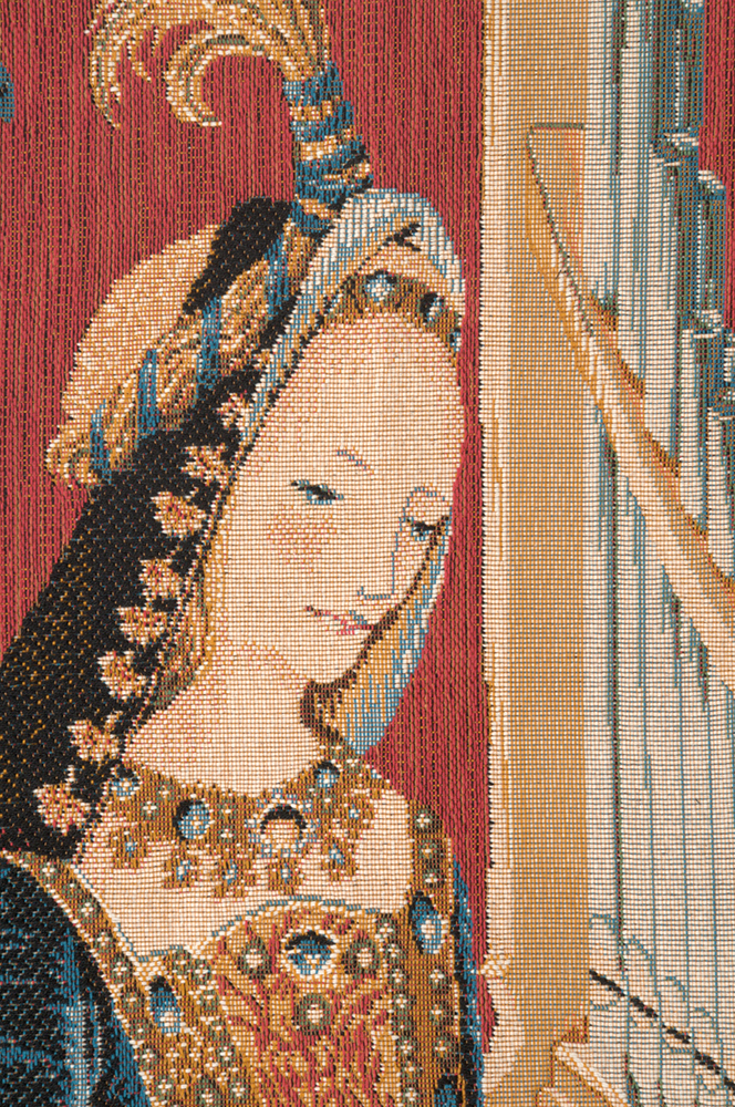 Medieval Dame A La Licorne I Vintage Tapestry Wall Hanging 26 x 19 in
