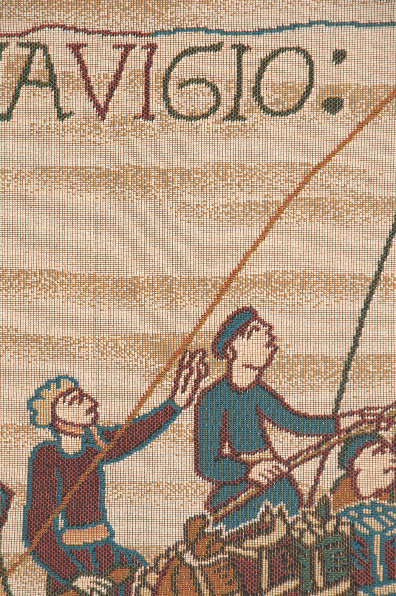 Bayeux Duke William's Ship Vintage Tapestry Wall Hanging 29 x 28 in
