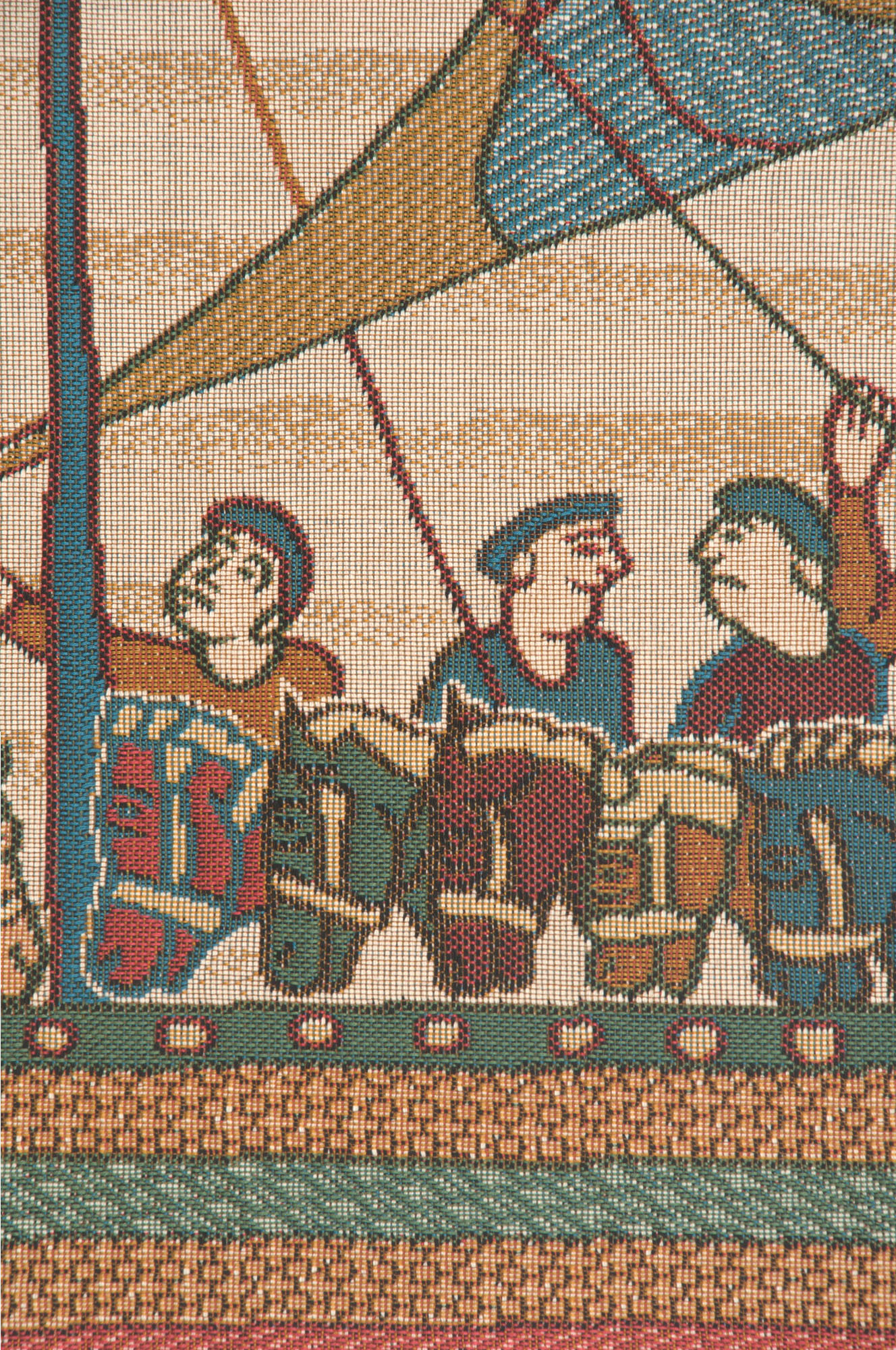 Bayeux Duke William's Ship Vintage Tapestry Wall Hanging 29 x 28 in