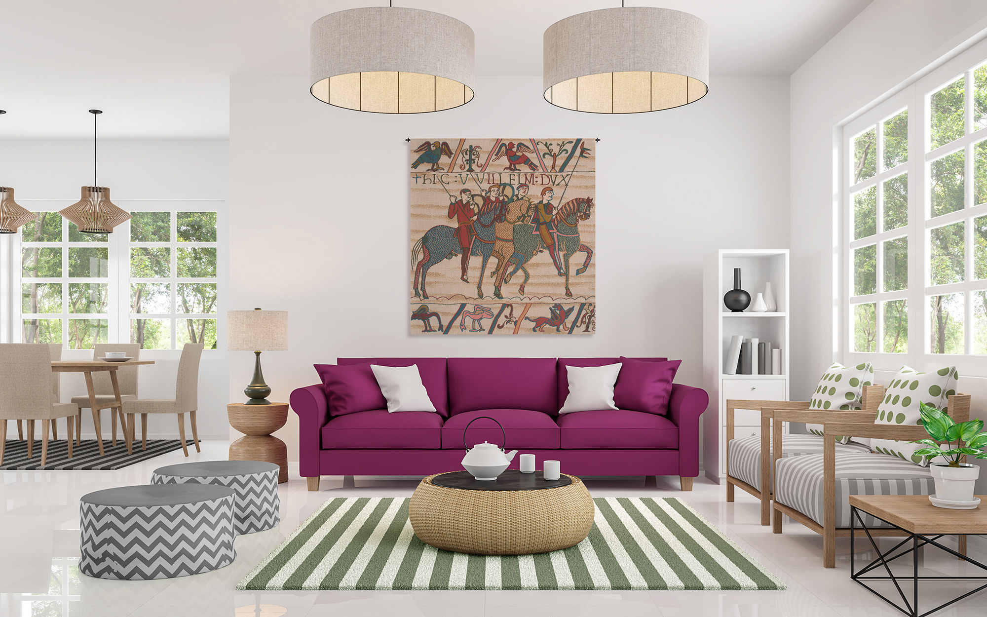 Bayeux Duke William Departs Vintage Tapestry Wall Hanging 29 x 27 in