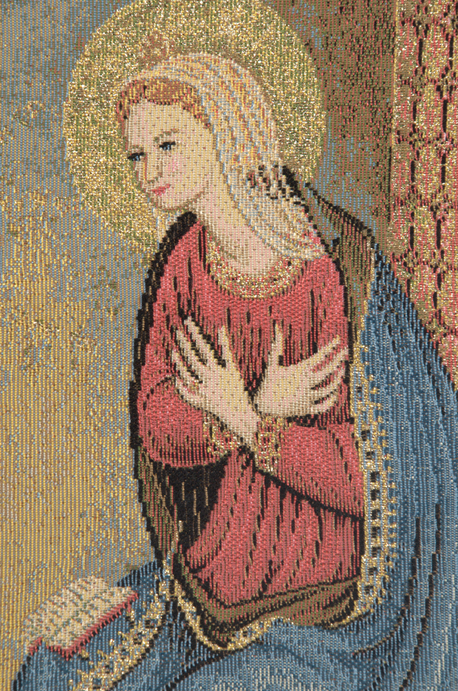Beato Angelico Annuniciation Religious Tapestry Wall Hanging 18 x 24 in Jacquard Woven Renaissance Christian Wall Art