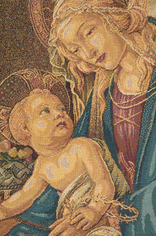 Madonna Del Libro Italian Tapestry 12x8 Tapestry Wall Hanging Jacquard Woven Renaissance Religious Wall Art