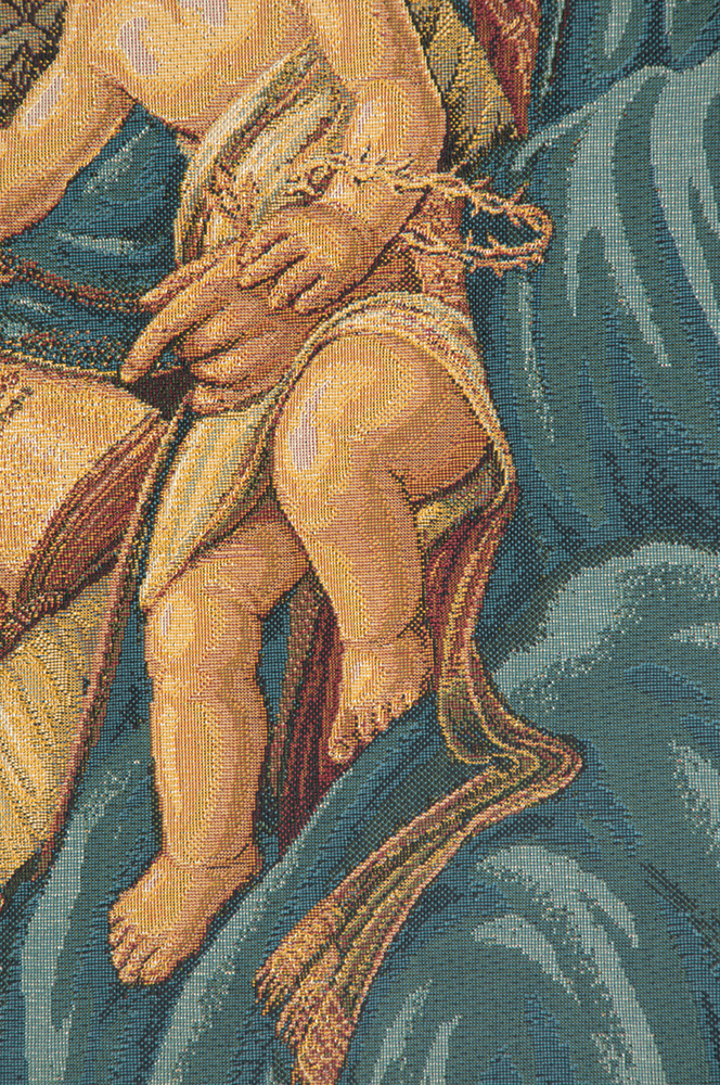 Madonna Del Libro Italian Tapestry 12x8 Tapestry Wall Hanging Jacquard Woven Renaissance Religious Wall Art