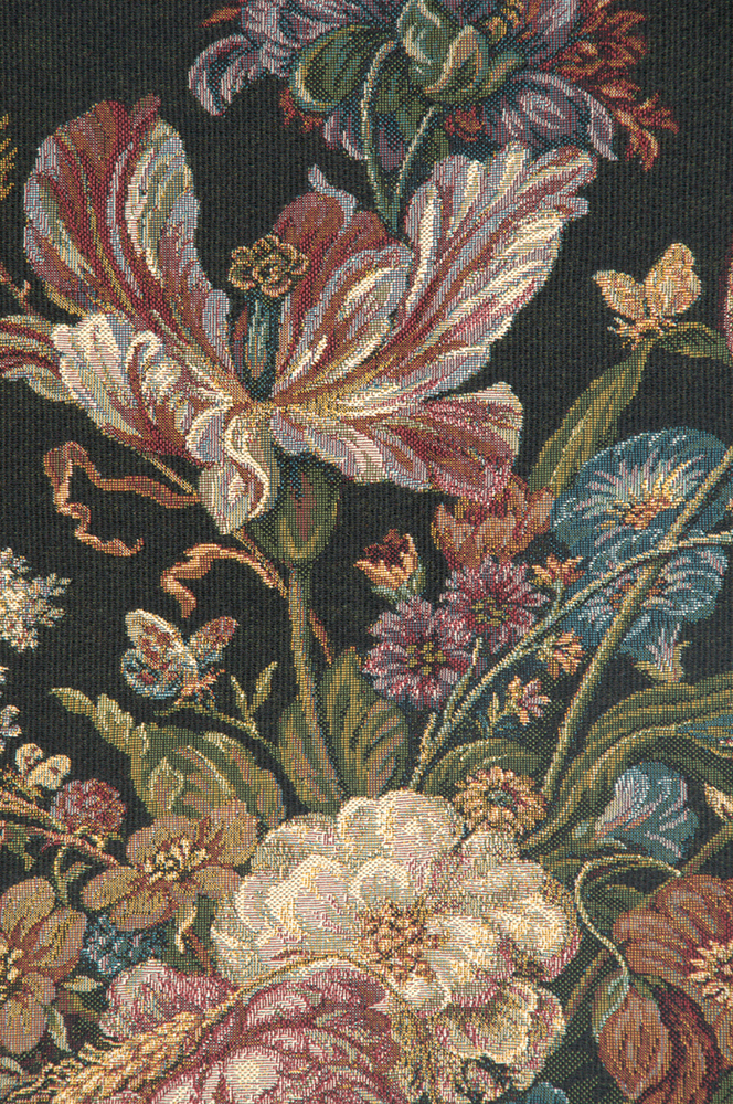 Alberto Passini Flower Bouquet Italian Tapestry Wall Hanging 28x24 Inch Cotton Jacquard Woven Wall Tapestry