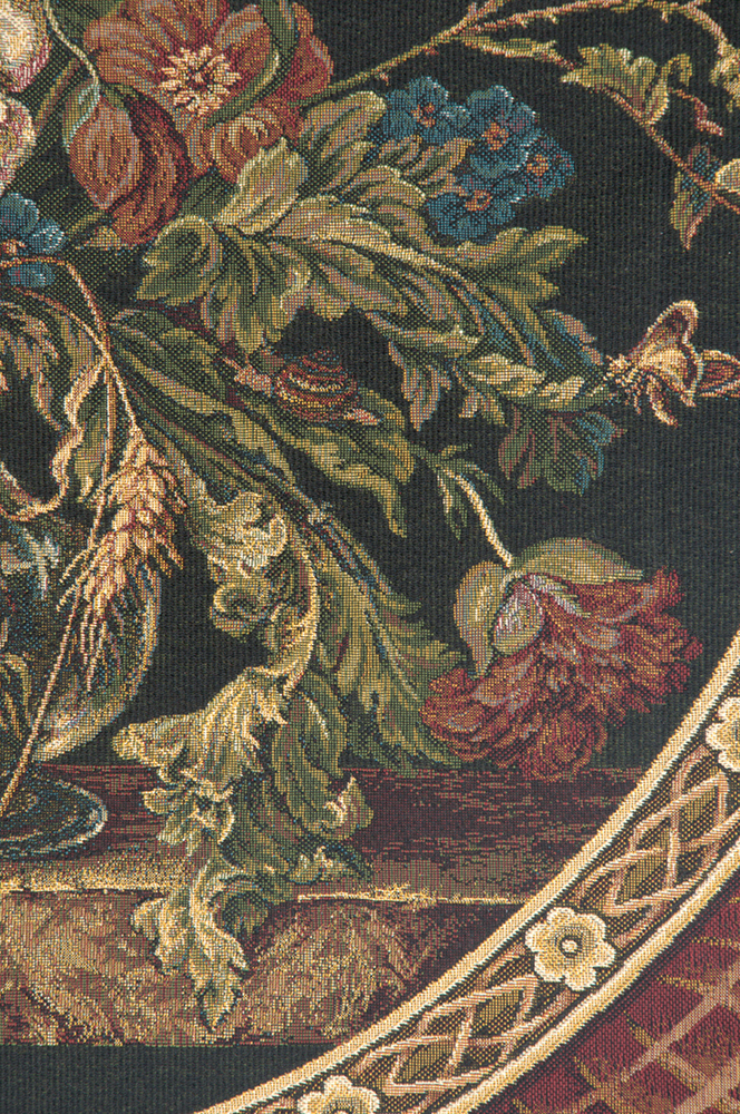 Alberto Passini Flower Bouquet Italian Tapestry Wall Hanging 28x24 Inch Cotton Jacquard Woven Wall Tapestry