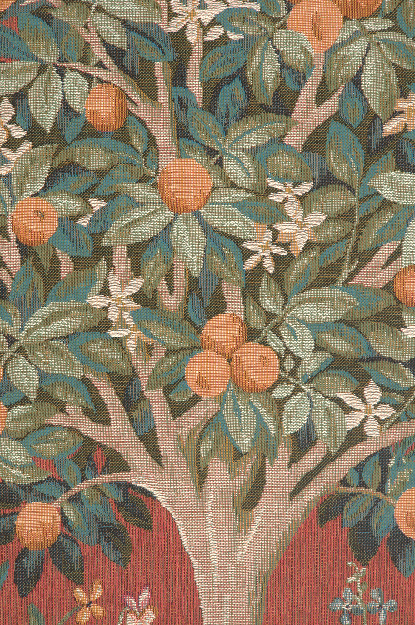 Portiere Oranger Tree Medieval Tapestry Wall Hanging 73 x 29 in Jacquard Woven Tree of Life Wall Art