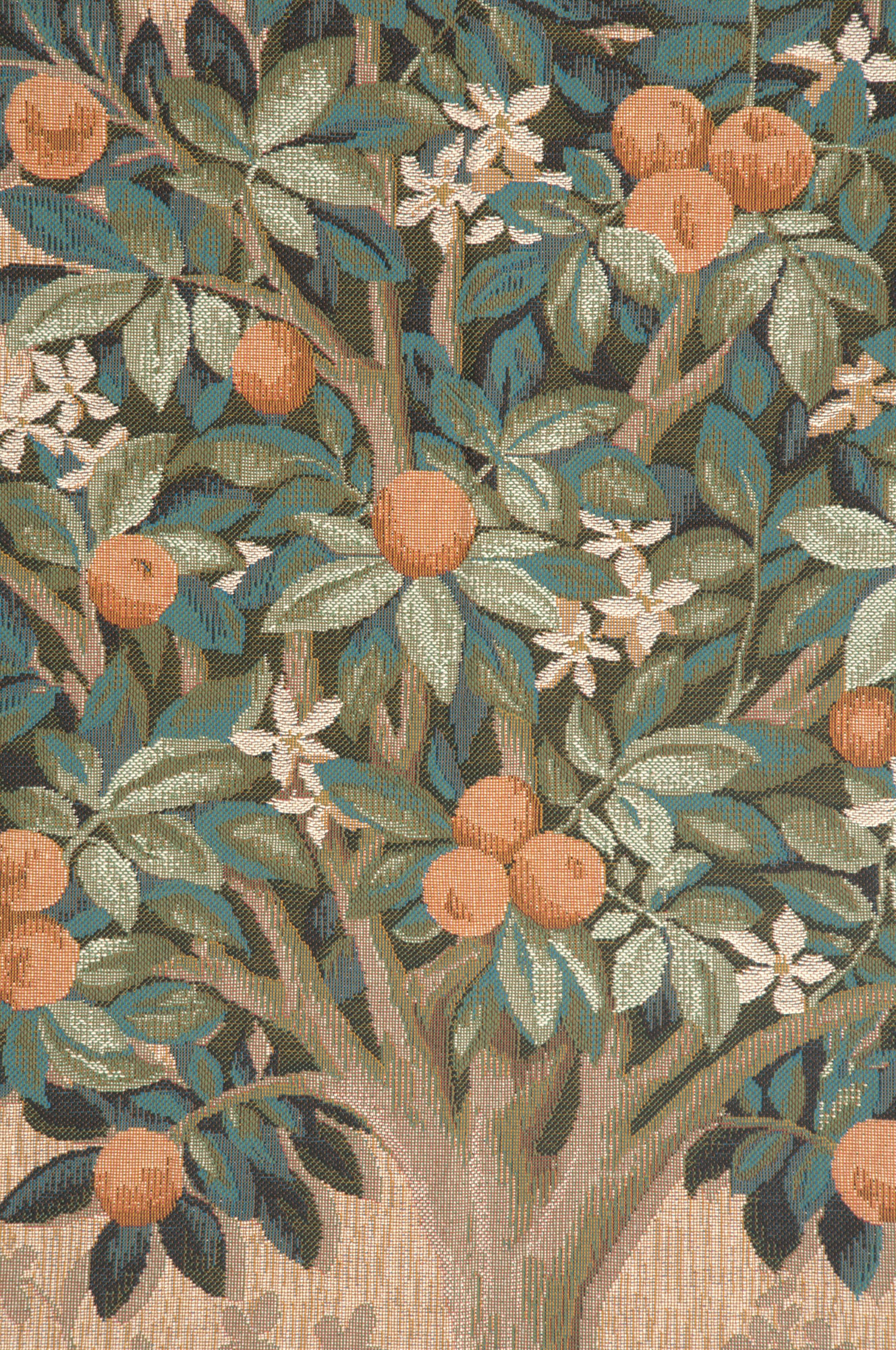 Portiere Oranger Naturel Medieval Tapestry Wall Hanging 73 x 29 in Jacquard Woven Orange Tree Botanical Wall Art