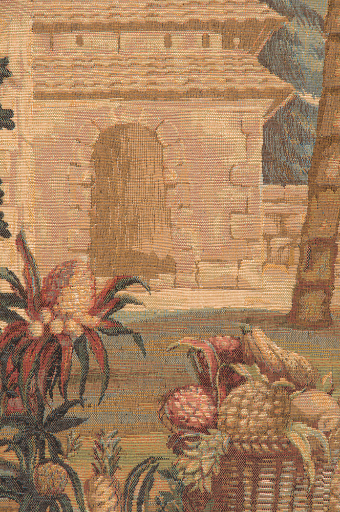 Paysage Exotique Landscape Floral Tapestry Wall Hanging 58 x 58 in Tropical Botanical Exotic Garden Jacquard Woven Wall Art