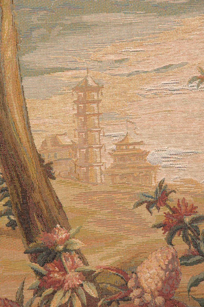 Paysage Exotique Landscape Floral Tapestry Wall Hanging 58 x 58 in Tropical Botanical Exotic Garden Jacquard Woven Wall Art