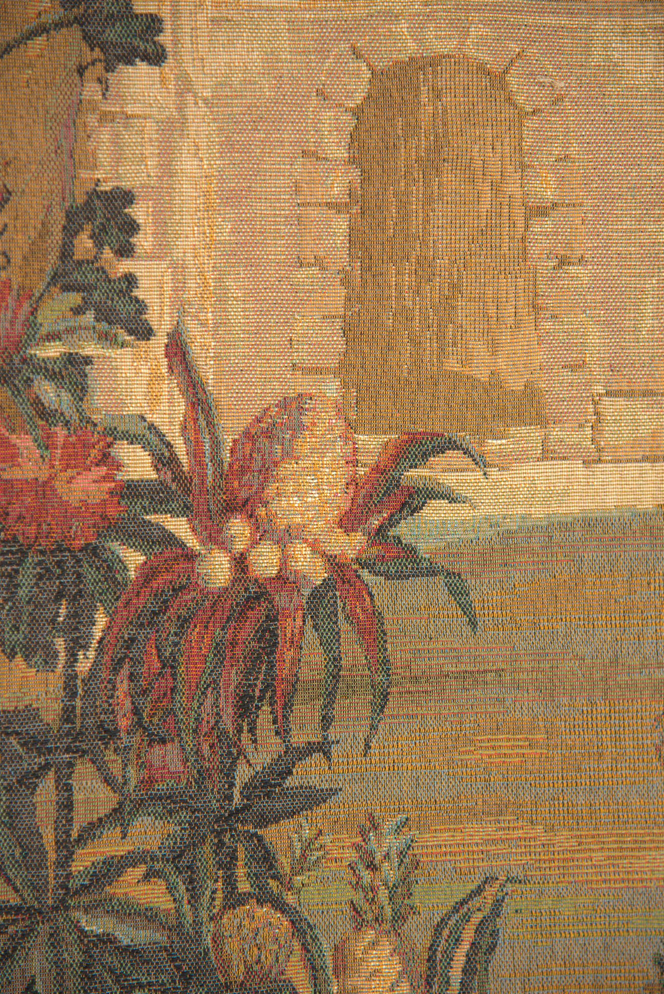 La Recolte Des Ananas Pagoda Door Floral Tapestry Wall Hanging 58 x 28 in Tropical Pineapple Chinoiserie Jacquard Woven Wall Art