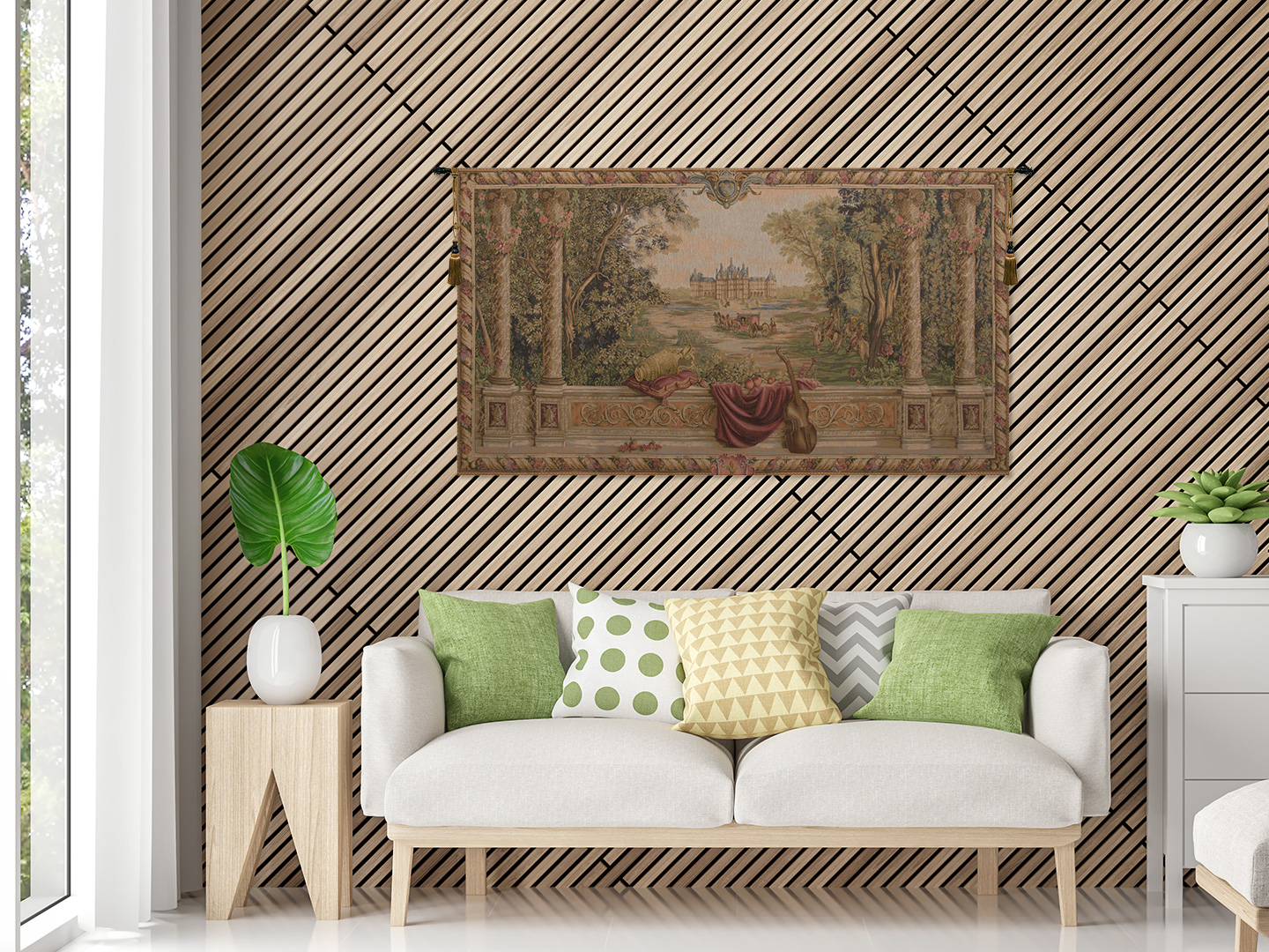 Verdure au Chateau French Tapestry Wall Hanging 60x106 Inch Cotton Jacquard Woven Wall Tapestry
