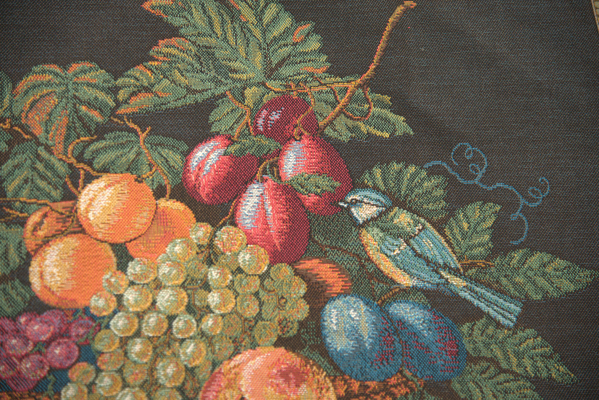 Medieval La Mesange Tapestry Wall Hanging 33 x 31 in Bird Millefleurs Floral Jacquard Woven Wall Art Castle Decor
