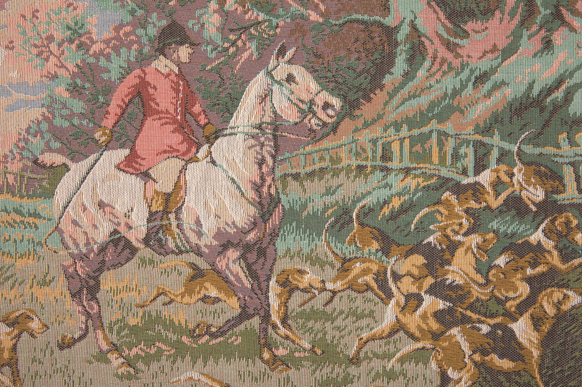 La Chasse a Courre without Border Forest Tapestry Wall Hanging 19 x 39 in Hunting Scene Hounds Jacquard Woven Wall Art